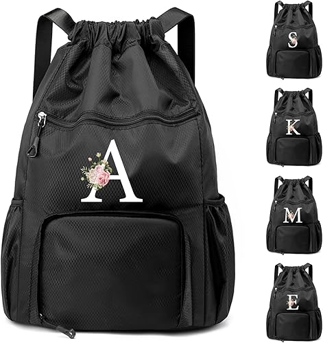 Bolso negro con cordón con compartimento para zapatos Mochila de gimnasio Impermeable Oxford Tela Natación Bolsas