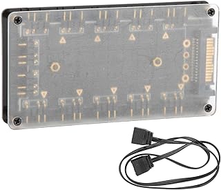 Pc Fan Controller Hub, 5V 3 Pin Fan Hub Splitter for Asus/Msi Aura Motherboard RGB Splitter Computer Fan Controller CPU Fan Hub 10‑in‑1 Interface Extension