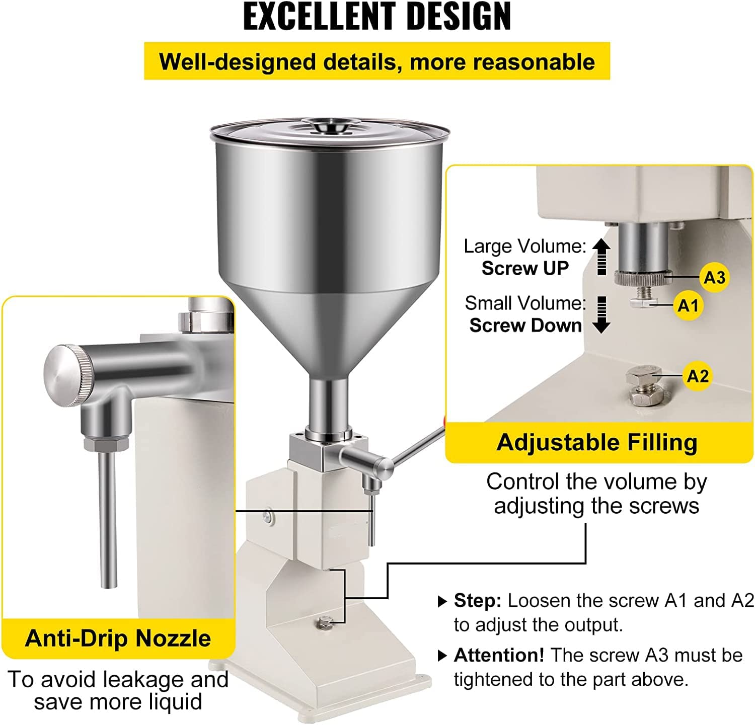 XQZMZSCP Manual Liquid Filling Machine Bottle Filler Manual Filling Machine 5-50ml Stainless Steel for Water Oil Lipgloss Lotion — view 2