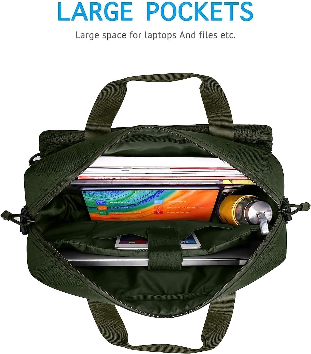 MOSISO 15.6 inch Tactical Laptop Bag for Men, 15-16 inch Tactical Messenger Bag Briefcase Shoulder Bags with Multi-Pockets, Army Green - Image 5