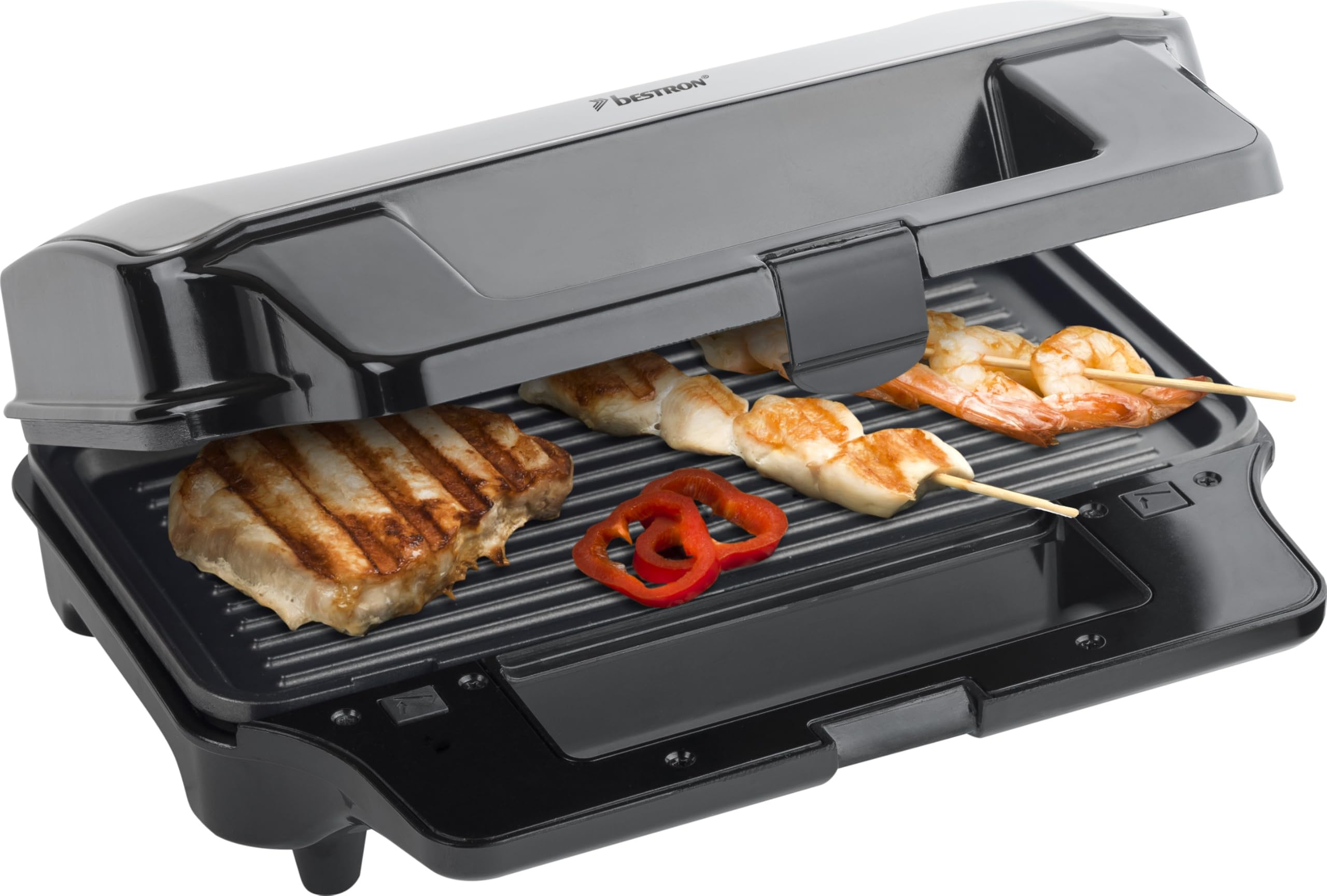 Bestron Antihaftbeschichteter 3-in-1 Sandwich-Kontaktgrill, 900 W, Schwarz, 29,5 x 20 cm