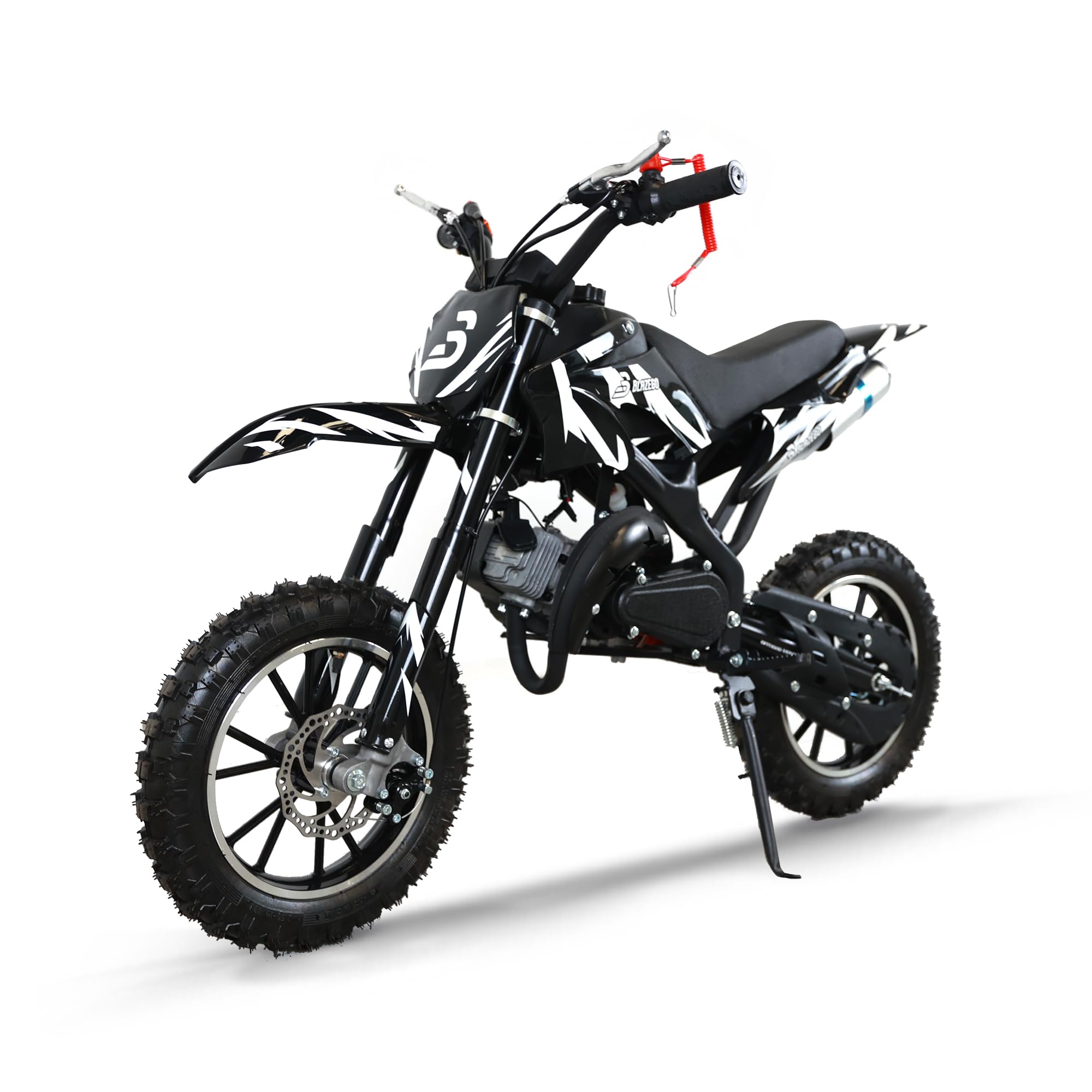 49cc Kids Dirt Bike, 2-Stroke Gas Powered Dirt Bike, Motorcycle with Off-Road Tires, Front/Rear Disc Brakes, Shock Absorption, Soft Seat Cushion, Mini Dirtbike for Kids 8-14, White