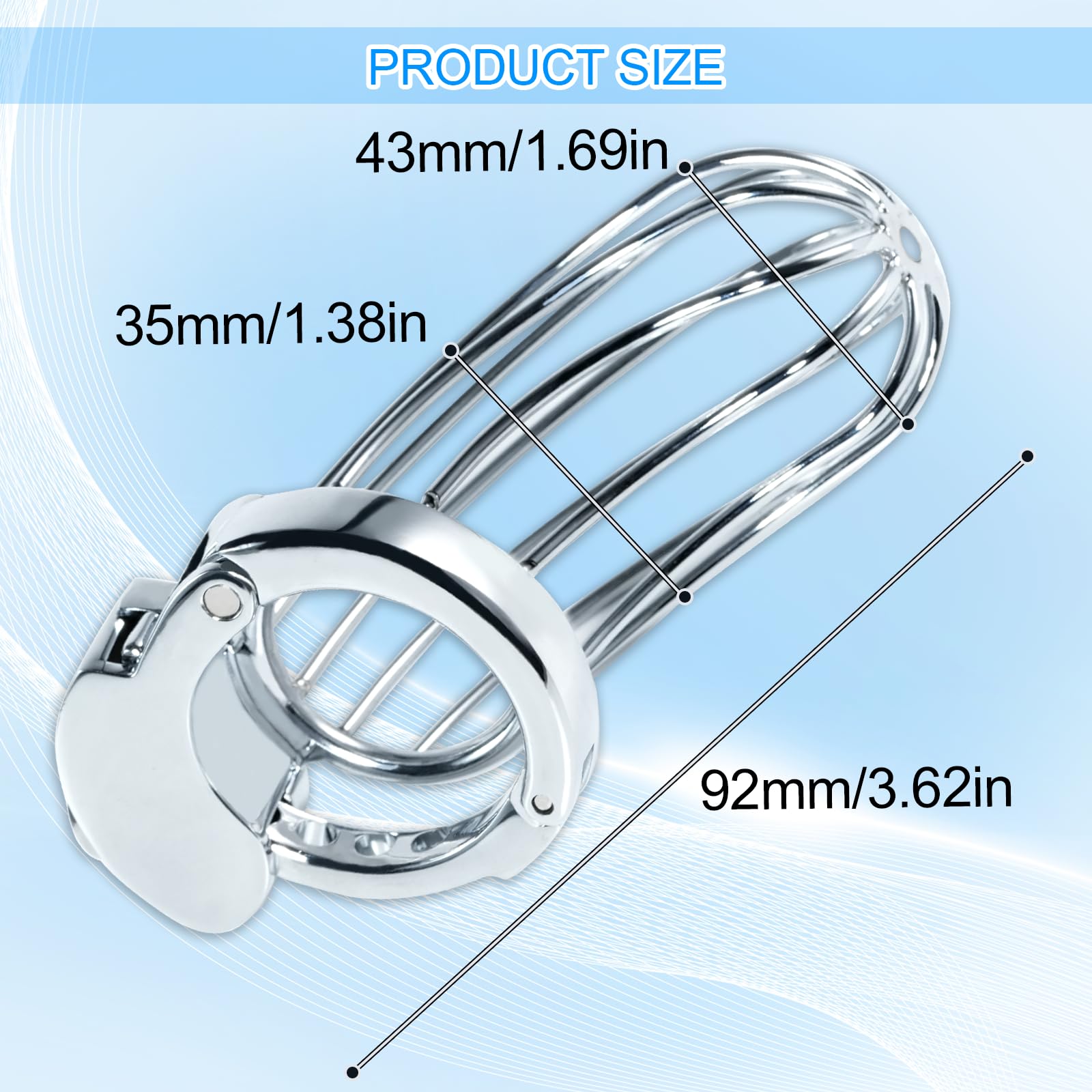 Chastity Cage à Taille Réglable Avec Ceinture De Chasteté Creusée Et Respirante Pour Hommes En Acier Inoxydable Cage De Chasteté Pour Hommes (Large)