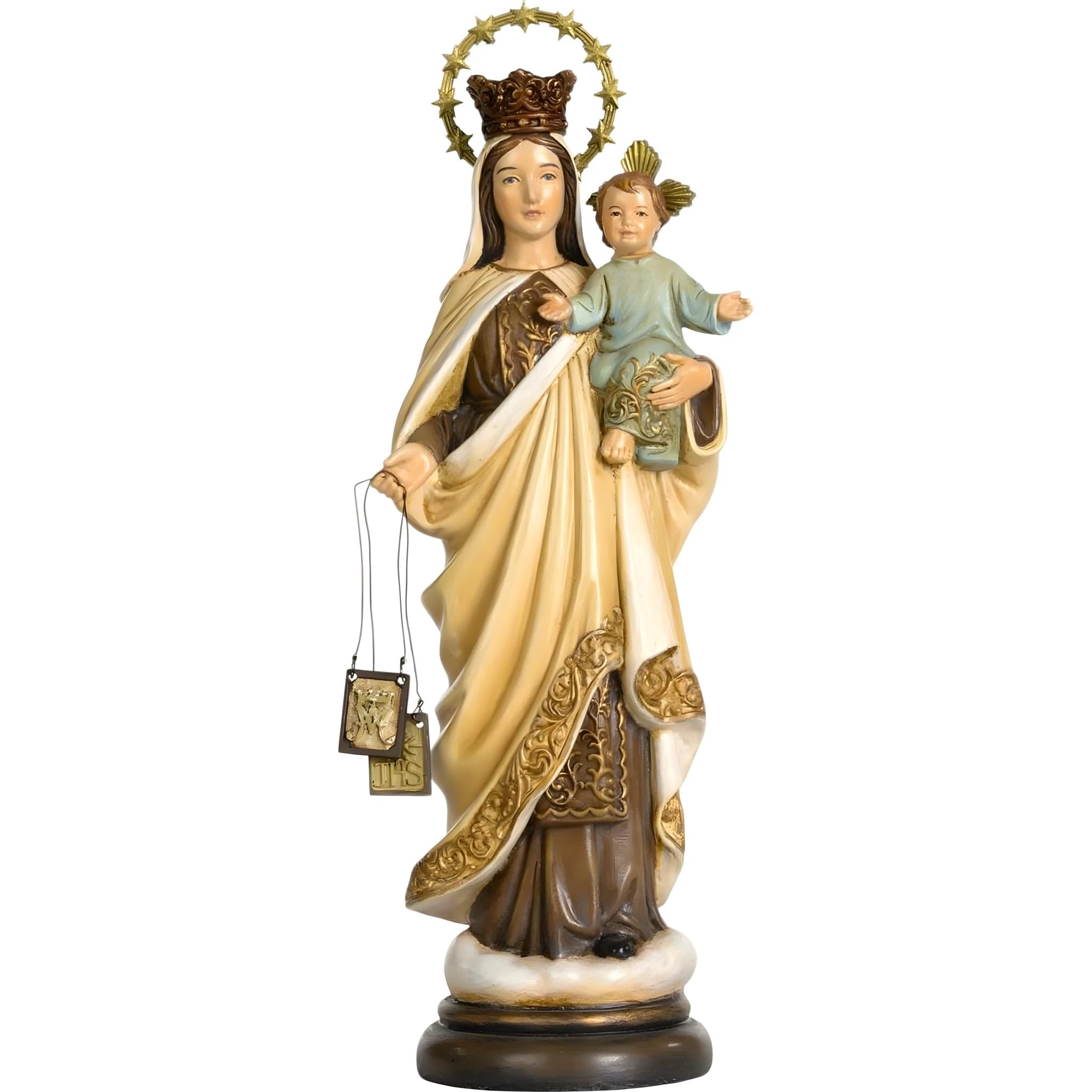 Dolfi | Madonna del Carmine in Wood Pulp 15 cm | Hand-Coloured Wood in Val Gardena | Nativity Figure