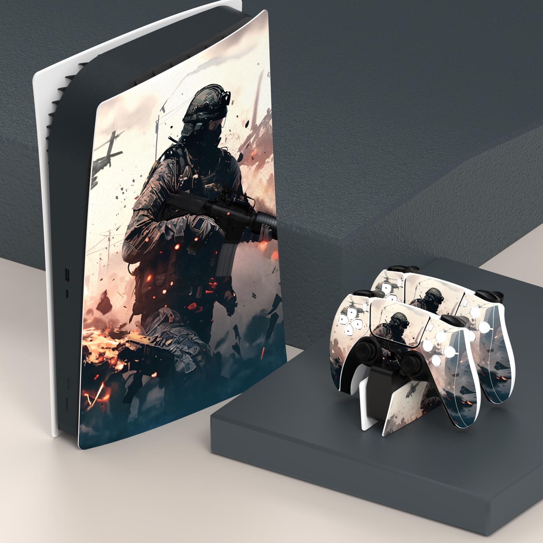 playvital Pegatina Completa para ps5 Edición Digital Calcomanía Vinilo para ps5 Consola&Control&Estación de Recarga&Control Remoto&Audífonos Adhesivo Piel para ps5-Vanguardia Solitaria