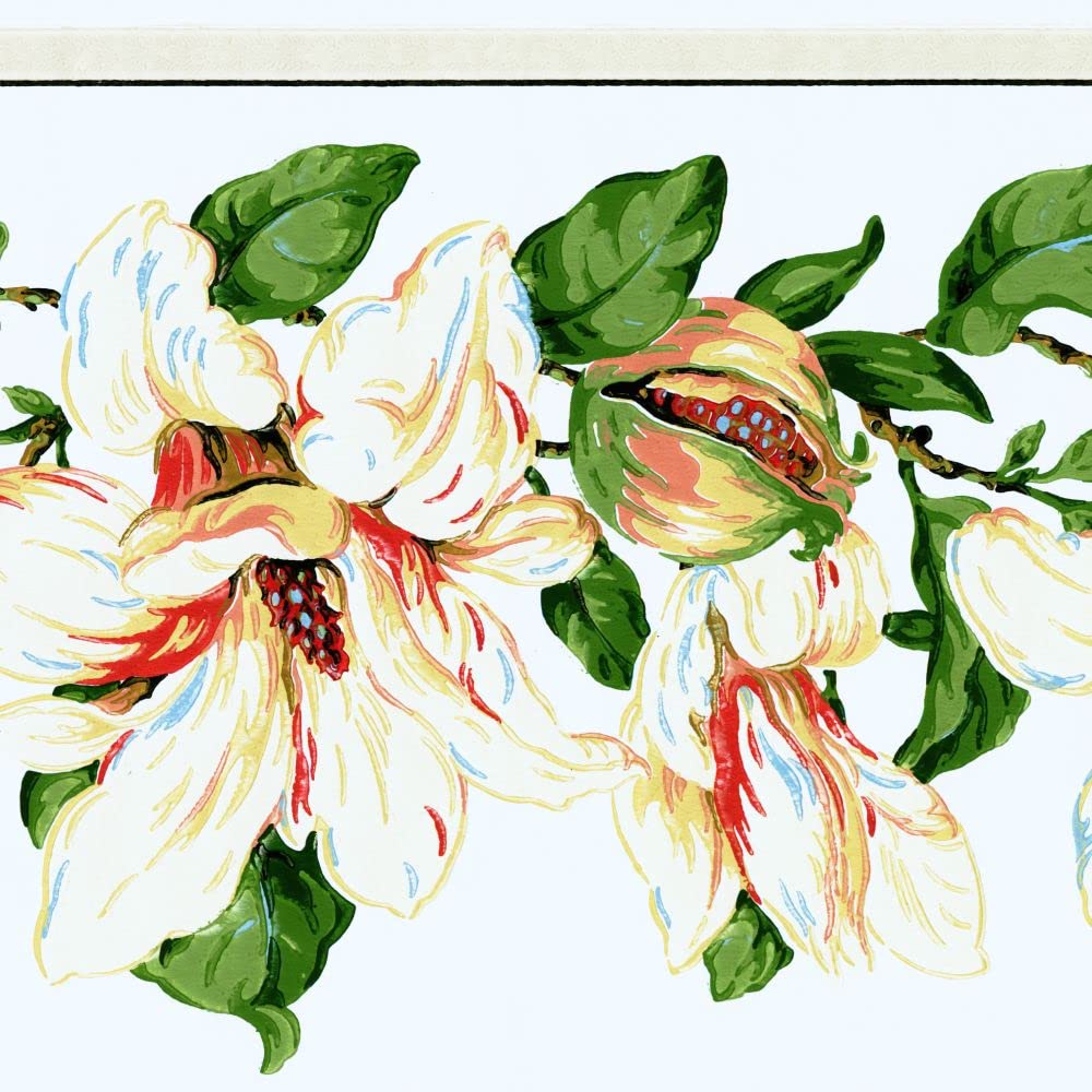 Frise de papier peint floral lavable pour structurer salon et chambre