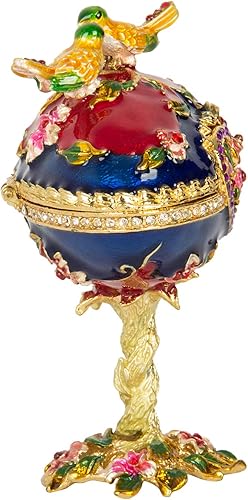 Miniatura 2 de QIFU Pintado a mano esmaltado estilo huevo Faberge decorativo con bisagras joyería baratija caja regalo único para decoración del hogar