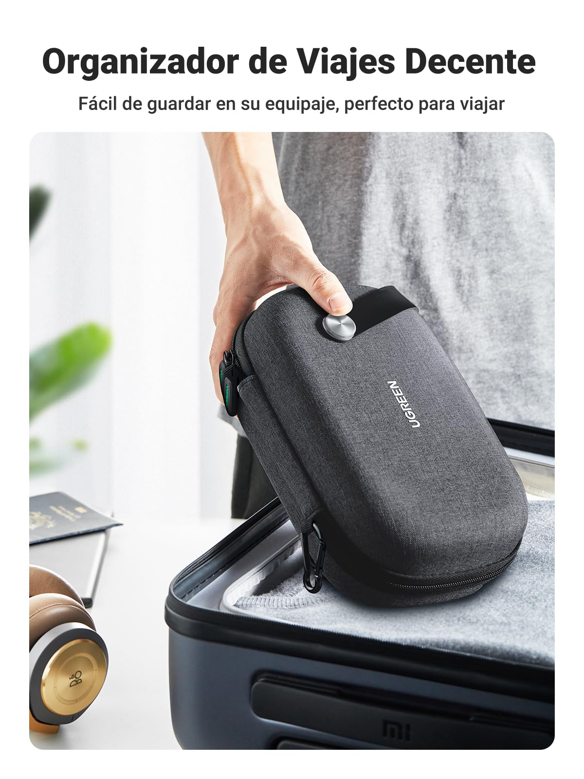 UGREEN Organizador Viaje Almacenamiento de Accesorios Electrónicos, Bolsa de Cable Impermeable, Protección a Prueba de Golpes, para Memoria USB, Cargador de Disco Duro, Batería