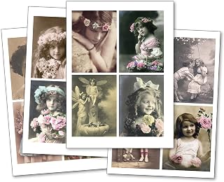 16 x Beautiful Vintage Victorian and Edwardian images,sticker, up cycling decoupage decal