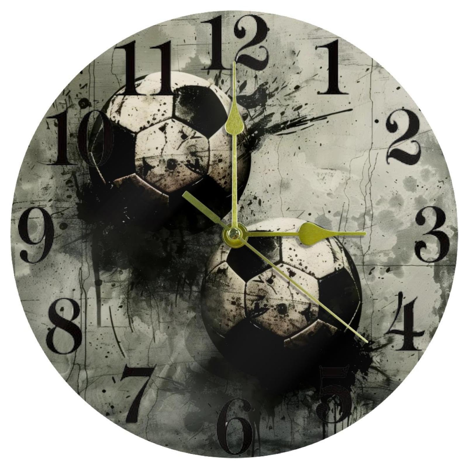 Horloge murale pour chambre et bureau déco football style grunge