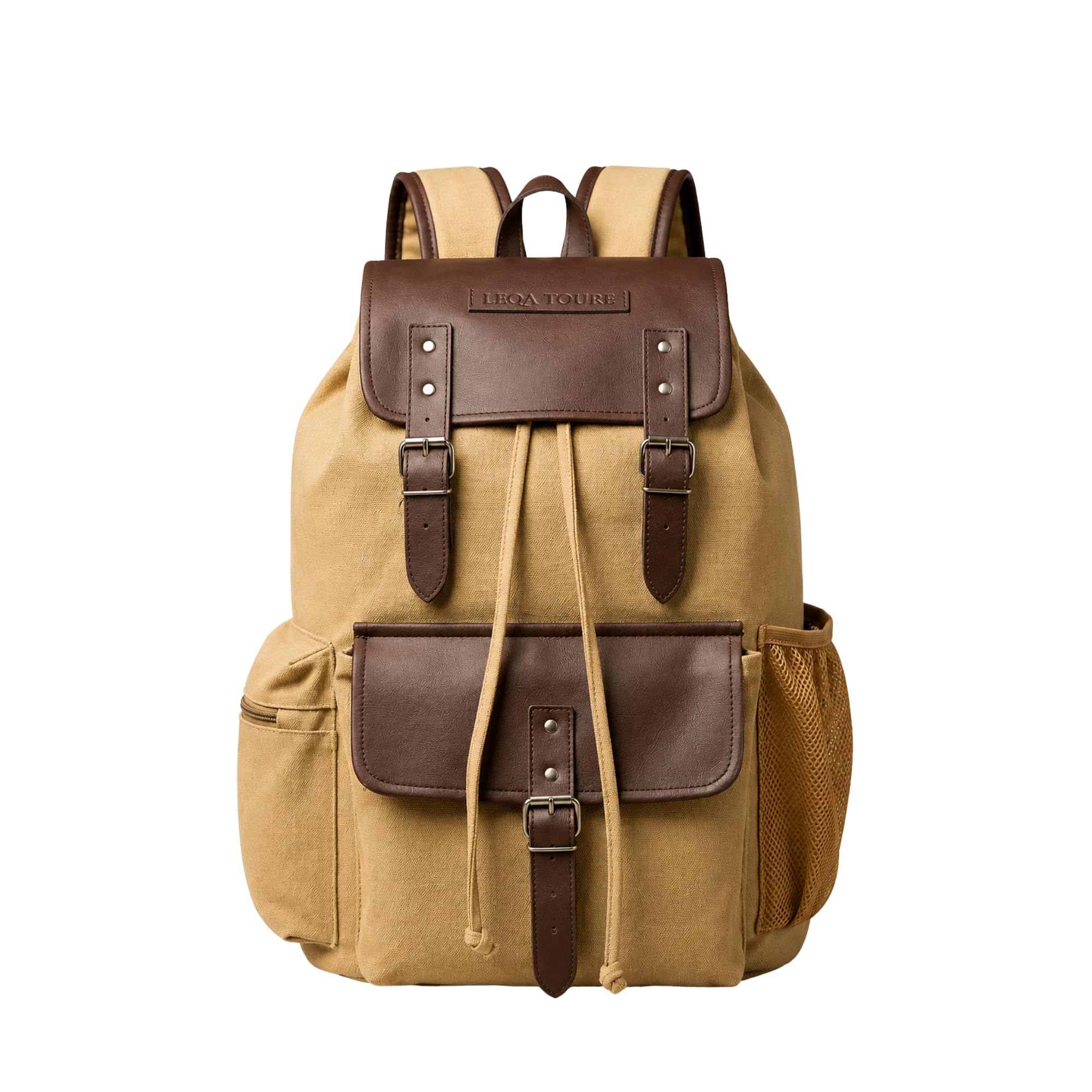 25L Canvas Laptop Backpack for Men & Women | Travel, Trekking & Hiking Daypack | College, School & Office Bag with Laptop Sleeve, Water Bottle Pocket & Multiple Compartments | Khaki Brown-image-33