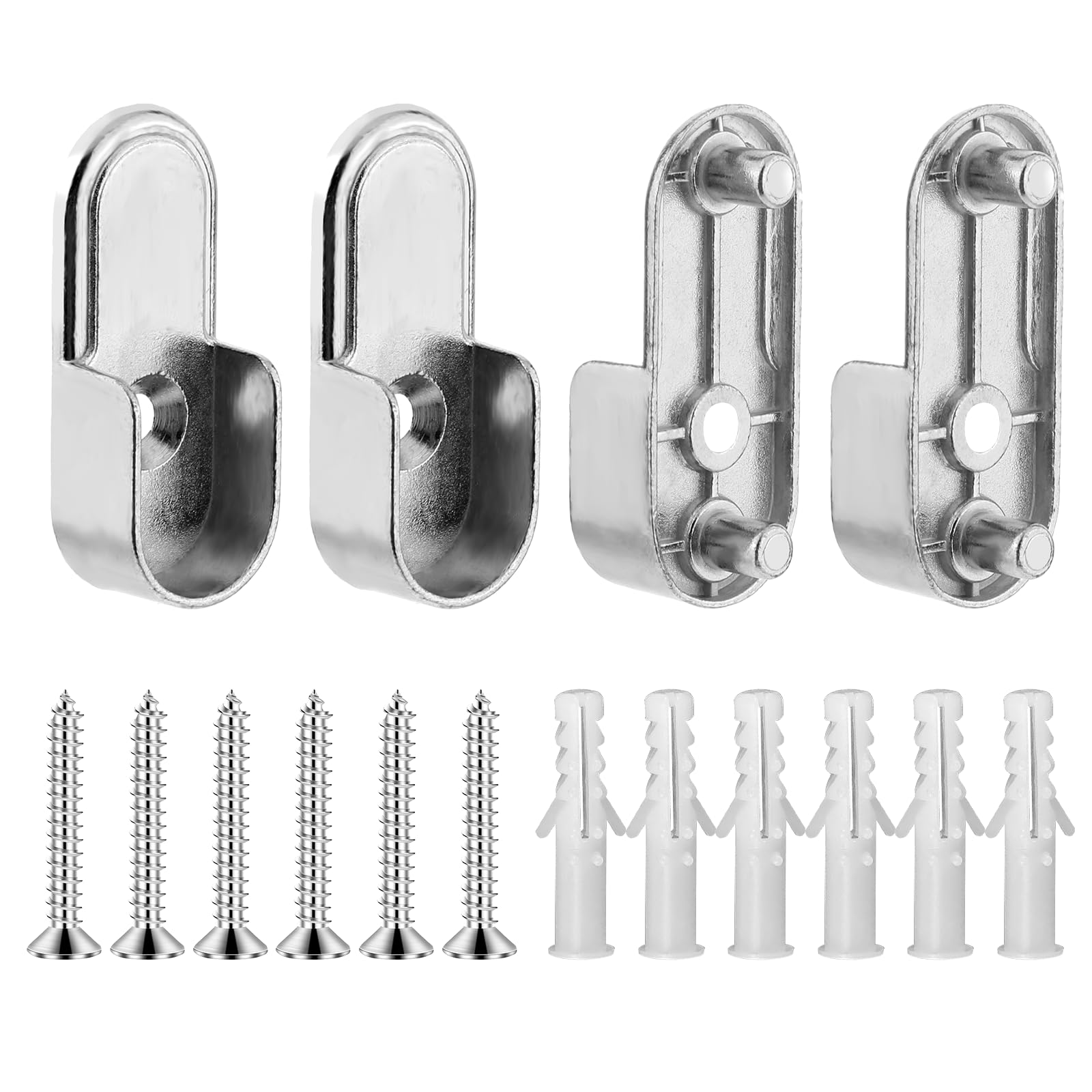 UHPPOTE Oval Closet Rod End Support For 15x30mm Rods (Pack Of 2