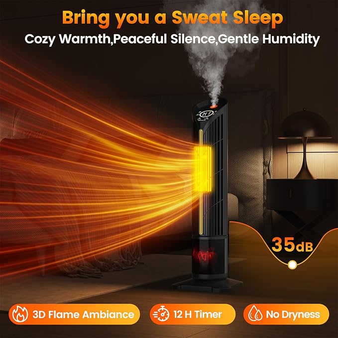 Calefactor Eléctrico Portátil PTC 1500W con Humidificador y Luz LED miniatura 8