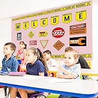 Vista 4 de Harloon 67 piezas de decoración de aula de construcción cristiana, tableros de anuncios de bienvenida religiosa, recortes de letreros de viaje por