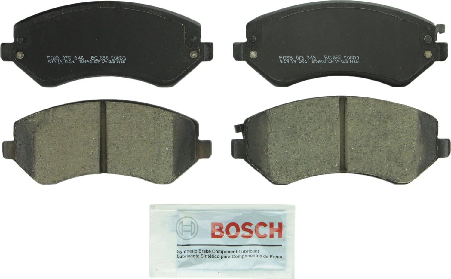 BOSCH BC856 QuietCast Premium Ceramic Disc Brake Pad Set - Compatible with Select Chrysler Town & Country, Voyager; Dodge Caravan, Grand Caravan; Jeep Liberty; FRONT