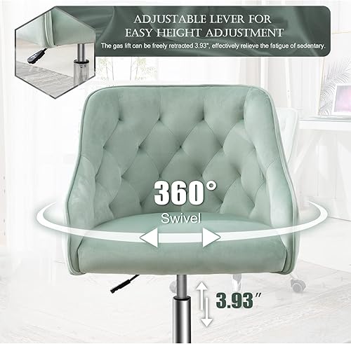 Miniatura 6 de Silla de escritorio de terciopelo para oficina en casa, sillón giratorio moderno con altura ajustable, silla tapizada para computadora para el hogar