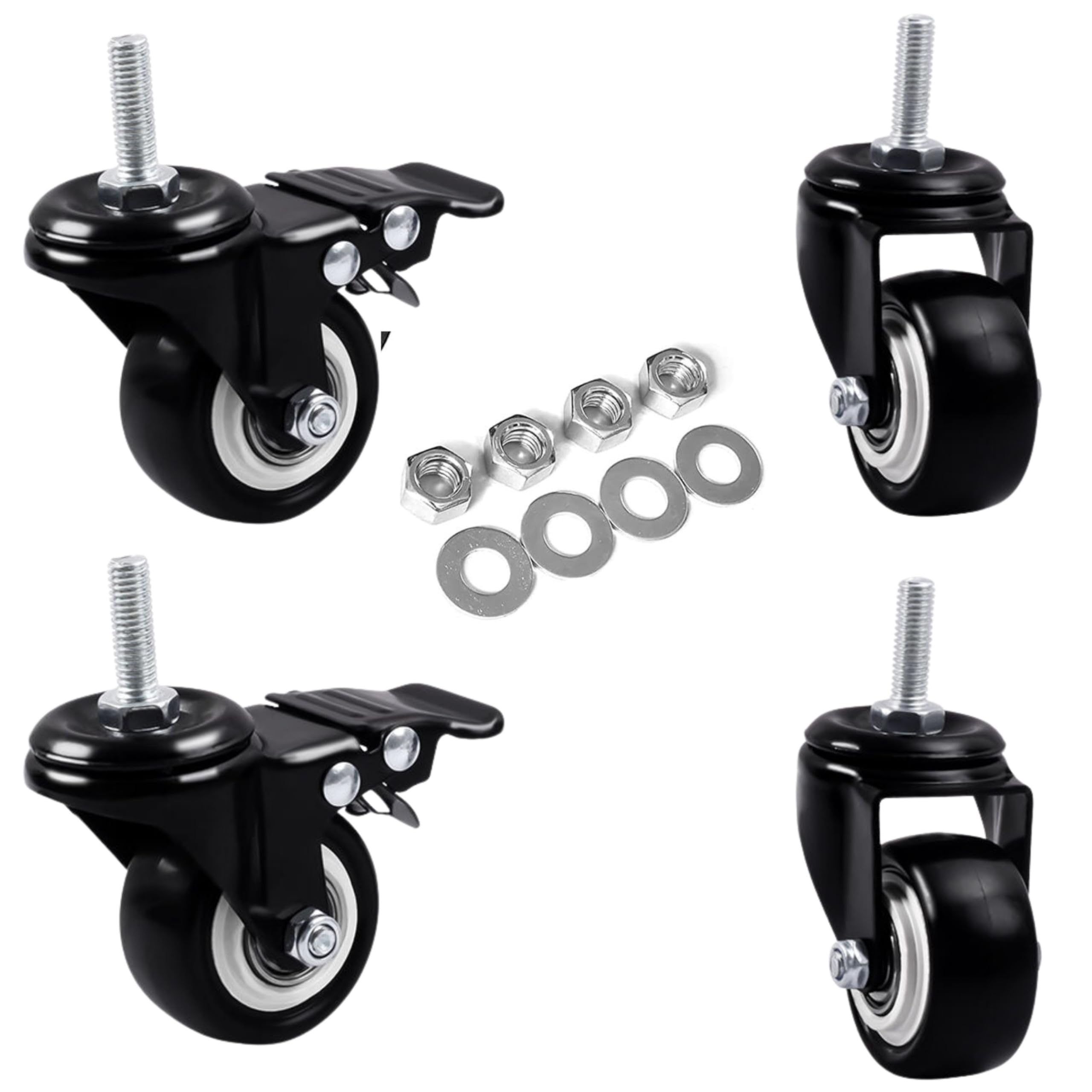 Heavy Duty Castor Wheels Set of 4 with Lock | 360° Rotating Trolley Wheels for Table, Stand, Cooler & Furniture | Smooth Rubber Wheel with Plate & Screws | Strong Load-Bearing Trolly Wheels-image-6