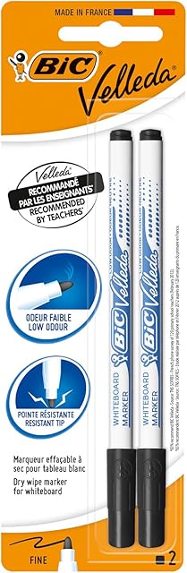 BIC Velleda 1721 Whiteboard Pens - Black, Pack of 2
