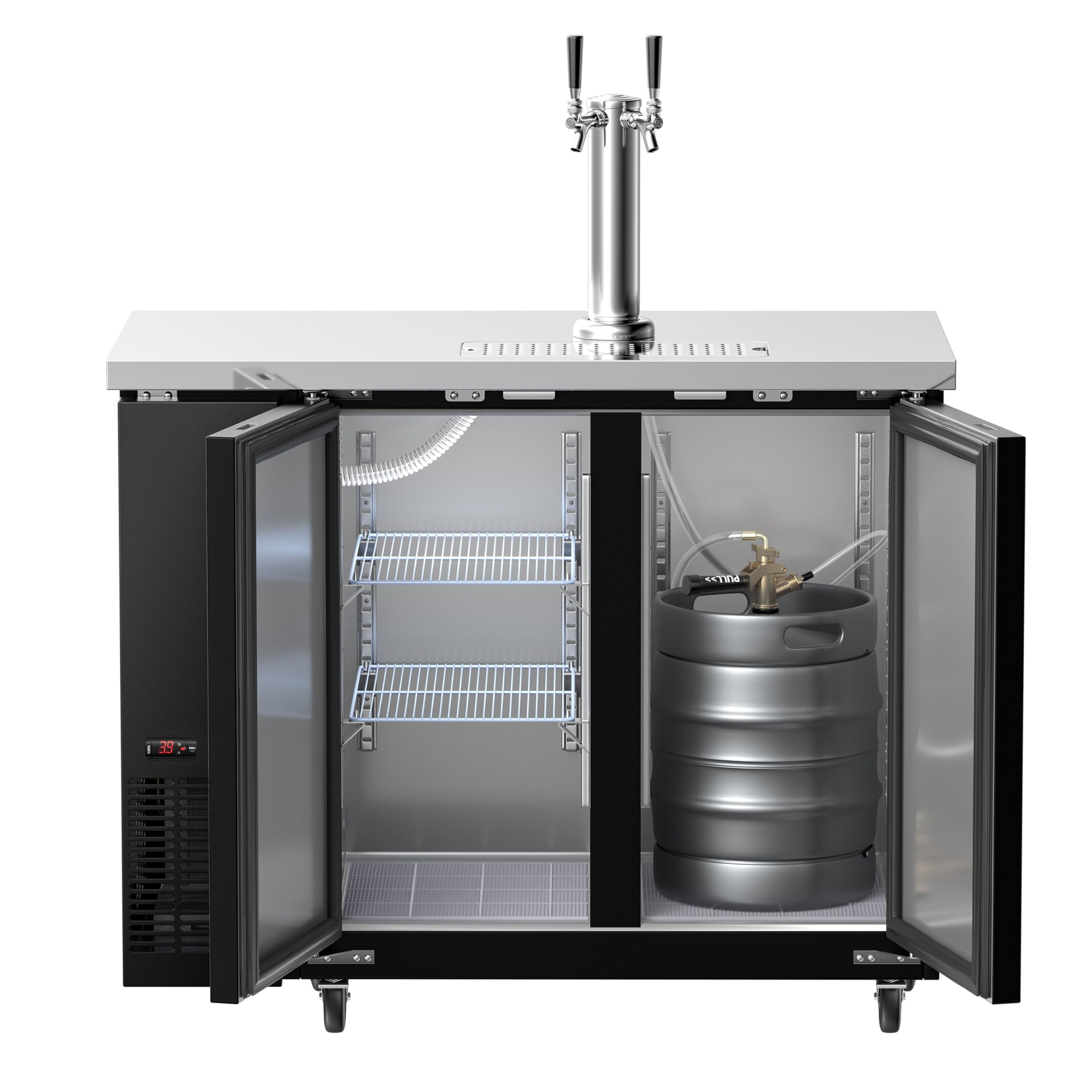 GGM Gastro | BKZG1269N | Bierkühler mit Zapfhahn - 2x 50 Liter Fässer - 1240x620mm