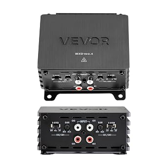 VEVOR 4 Channel Car Audio Amplifier 2 Ohm Stable Bridge Class D Full Range Amplifier Max Power 4 x 110W @ 4 Ohm / 4 x 160W @ 2 Ohm for Car SUV Truck Off-Road