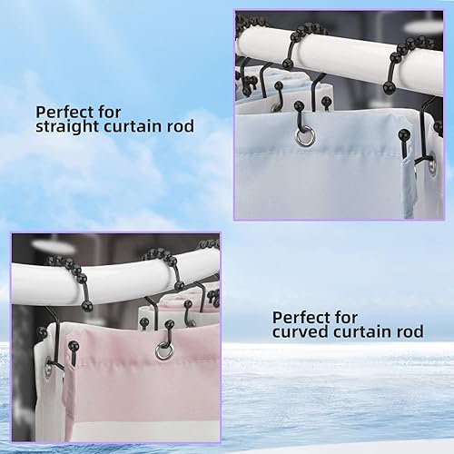 Miniatura 6 de Shigat - Ganchos de cortina de ducha para barra de cortina, anillos de cortina de ducha, ganchos de metal inoxidable de doble deslizamiento para