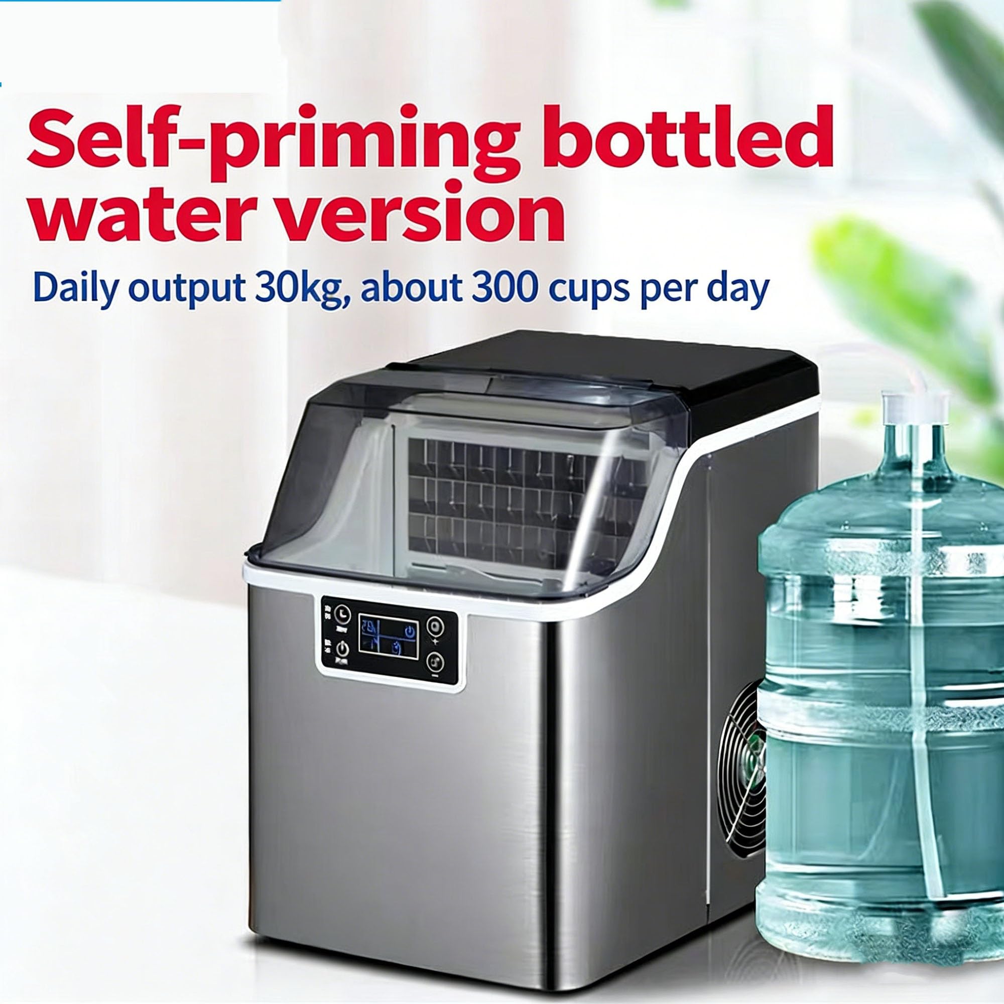 Piccolo Produttore Di Ghiaccio, Ovvero Un Produttore Di Ghiaccio Con Funzione Di Autopulizia, Capacità Di 1,3 Kg, Circa 160 Cubi, 24 Cubi A Ciclo, Ideale Per Case, Cucine, Feste E Camper.(C)
