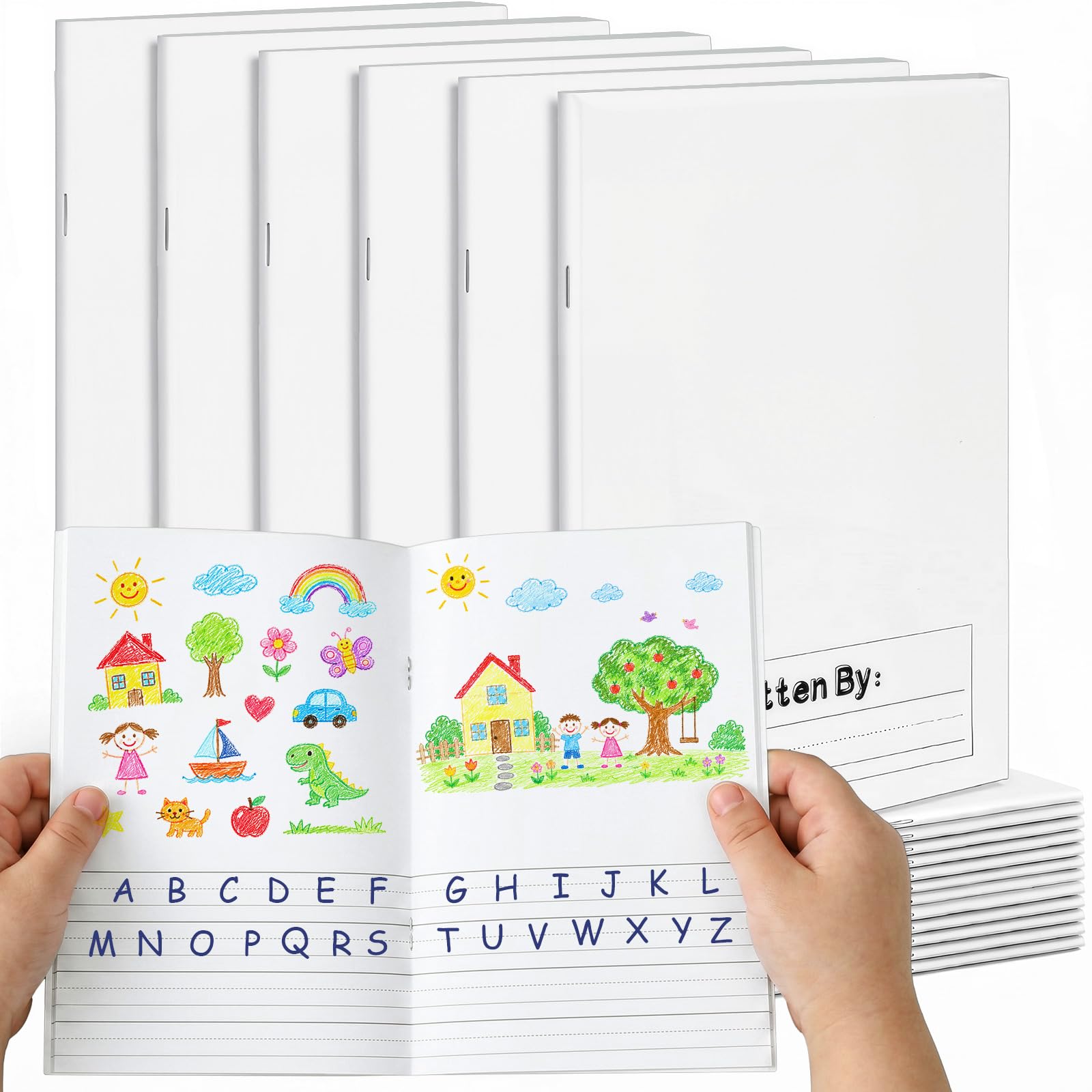 Henoyso 24 quaderni per composizione primaria K-2 da 14 x 21,3 cm, taccuino per forniture per bambini, libro di scrittura vuoto per bambini, diario da 60 pagine (bianco)