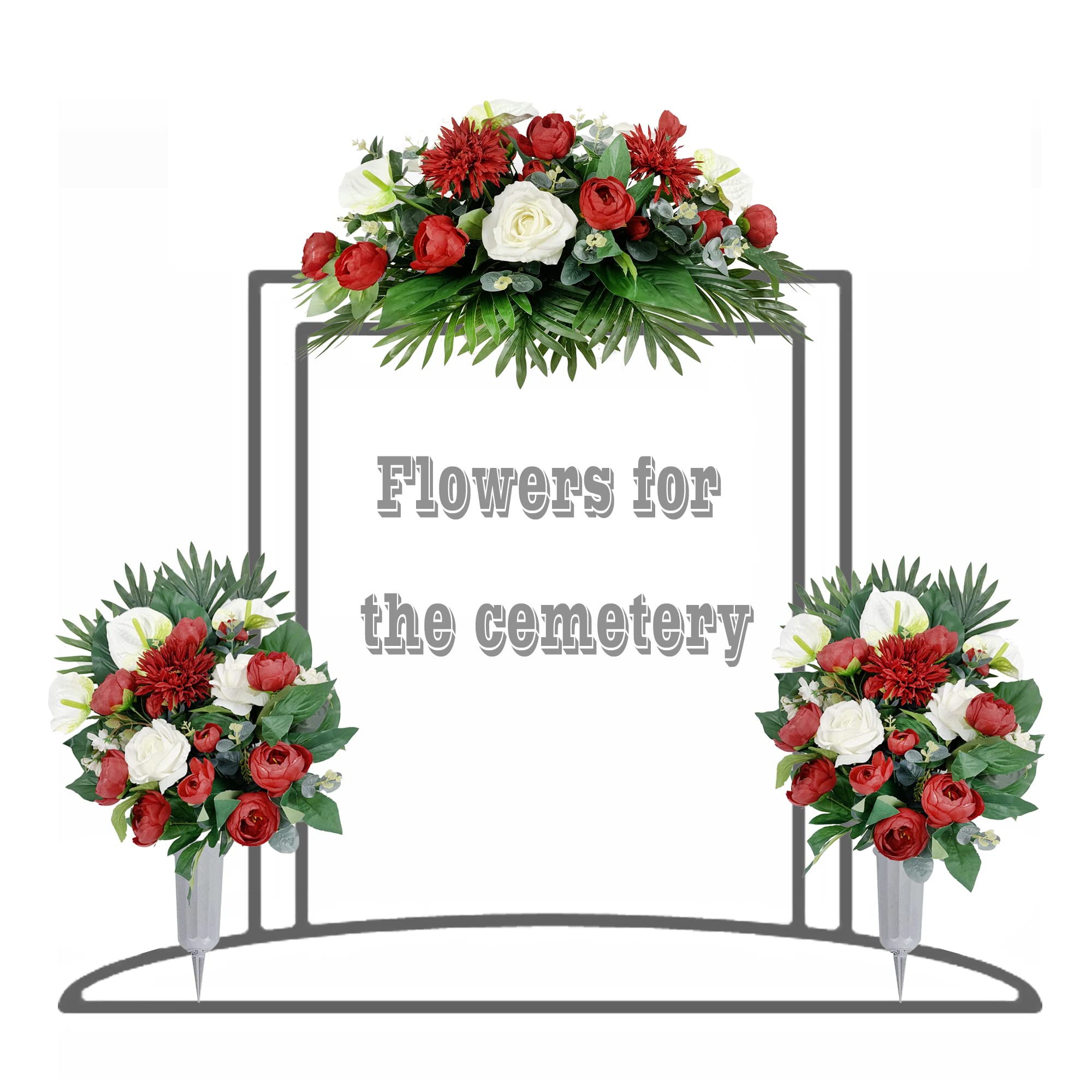 HENOMO Everlasting Silk Flowers Cemetery Flowers Artificial Flowers for Graves & Memorials Red White