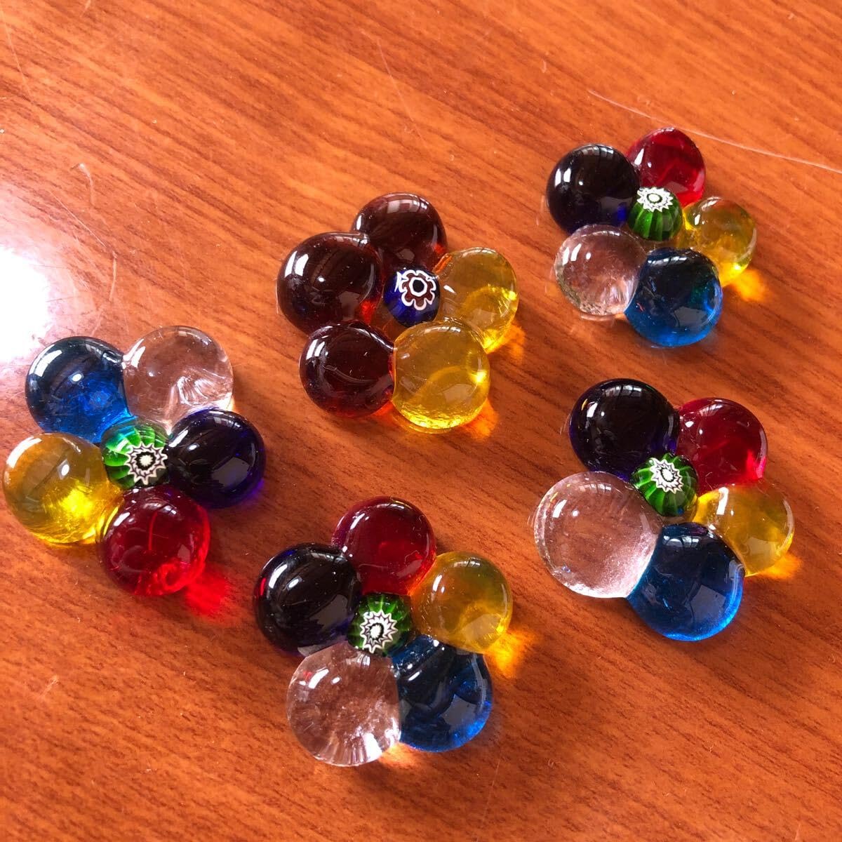 ヴェネチアン硝子❋未使用ミルフォリアカラフルなガラス製箸置き2個セット ヴェネチアン硝子❋未使用ミルフォリアカラフルなガラス製箸置き2個