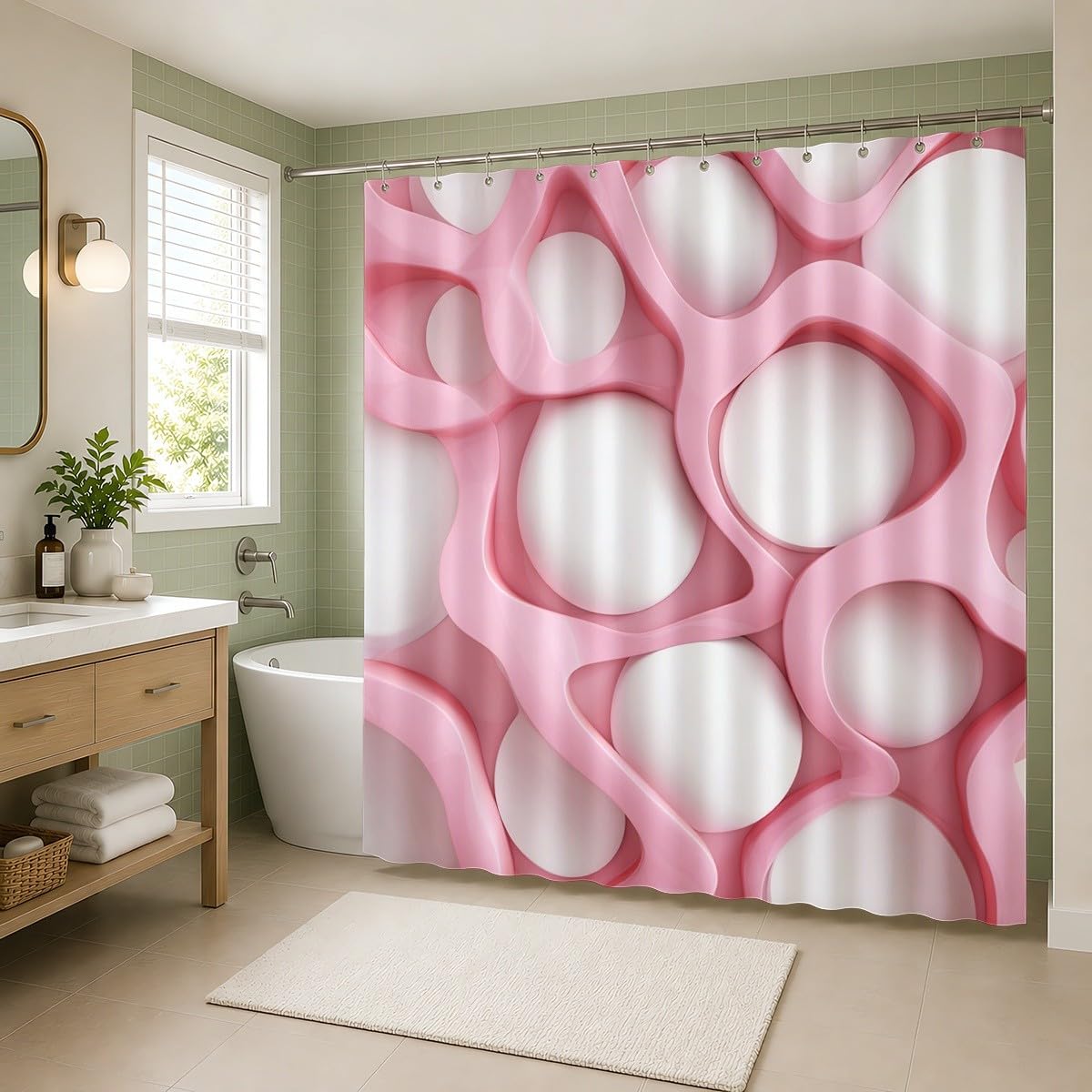 Generico Rosa Tenda Doccia 240x200 cm Asciugatura Rapida, Facile da Pulire