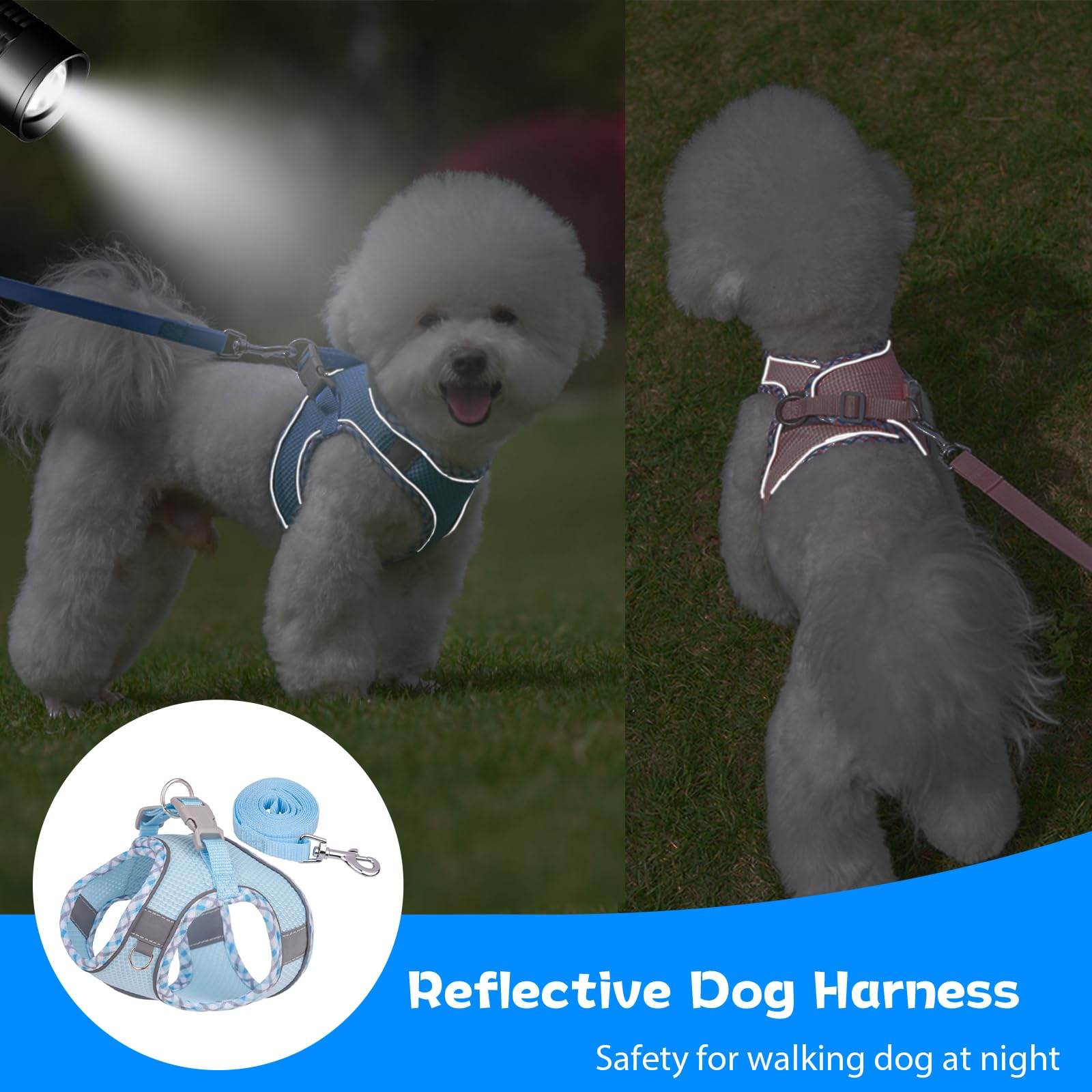 Lindo arnés a cuadros sin tirones para perros pequeños, malla suave y juego de arnés y correa para perros pequeños, fácil de caminar, chaleco de arnés para cachorros, gato, chihuahua,