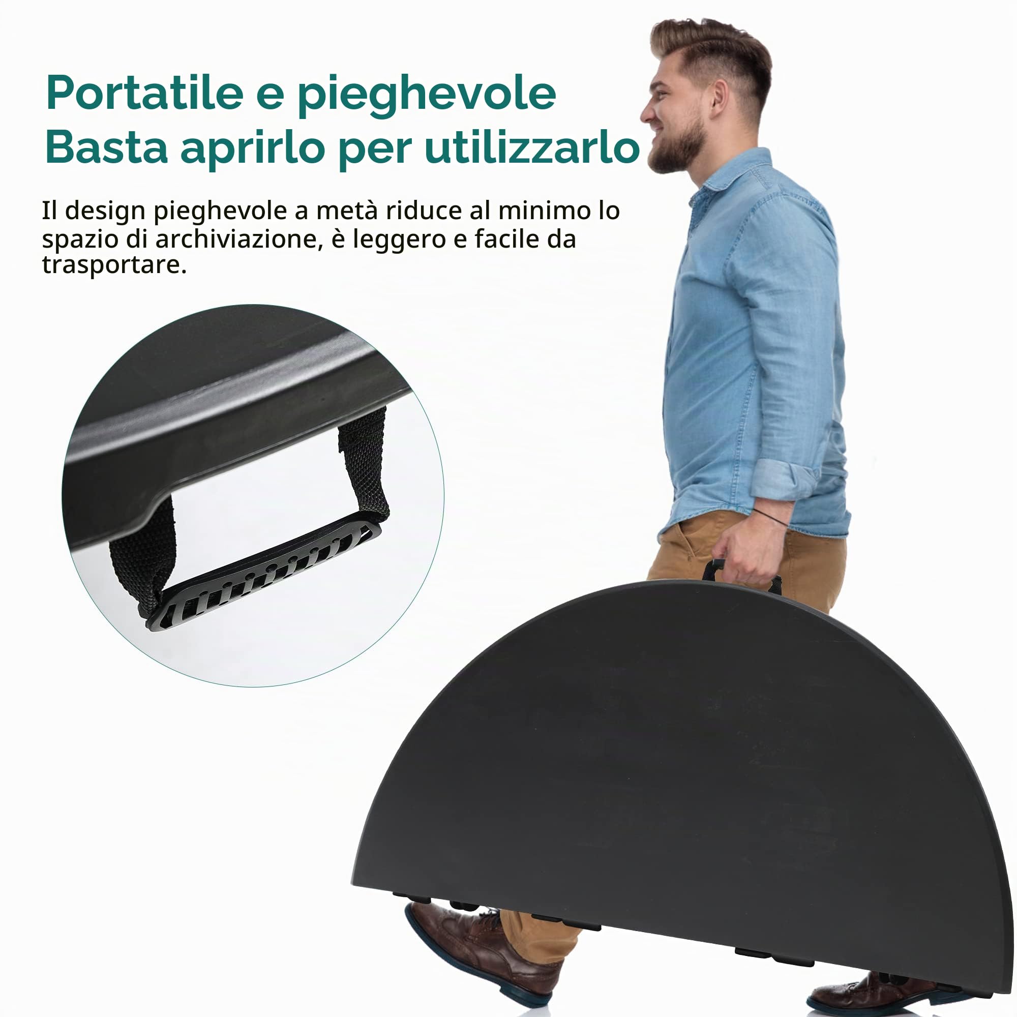 YITAHOME Tavolo pieghevole rotondo da 122 cm, per esterni/interni, tavolo pieghevole in plastica resistente, con piano spesso e robusto telaio in metallo, ideale per feste, picnic, campeggio,
