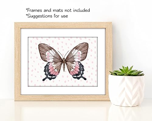 Miniatura 9 de Butterfly Wall Art Prints - Watercolor Pink Butterflies Decor - (Set of 8) - 5x7 - Unframed