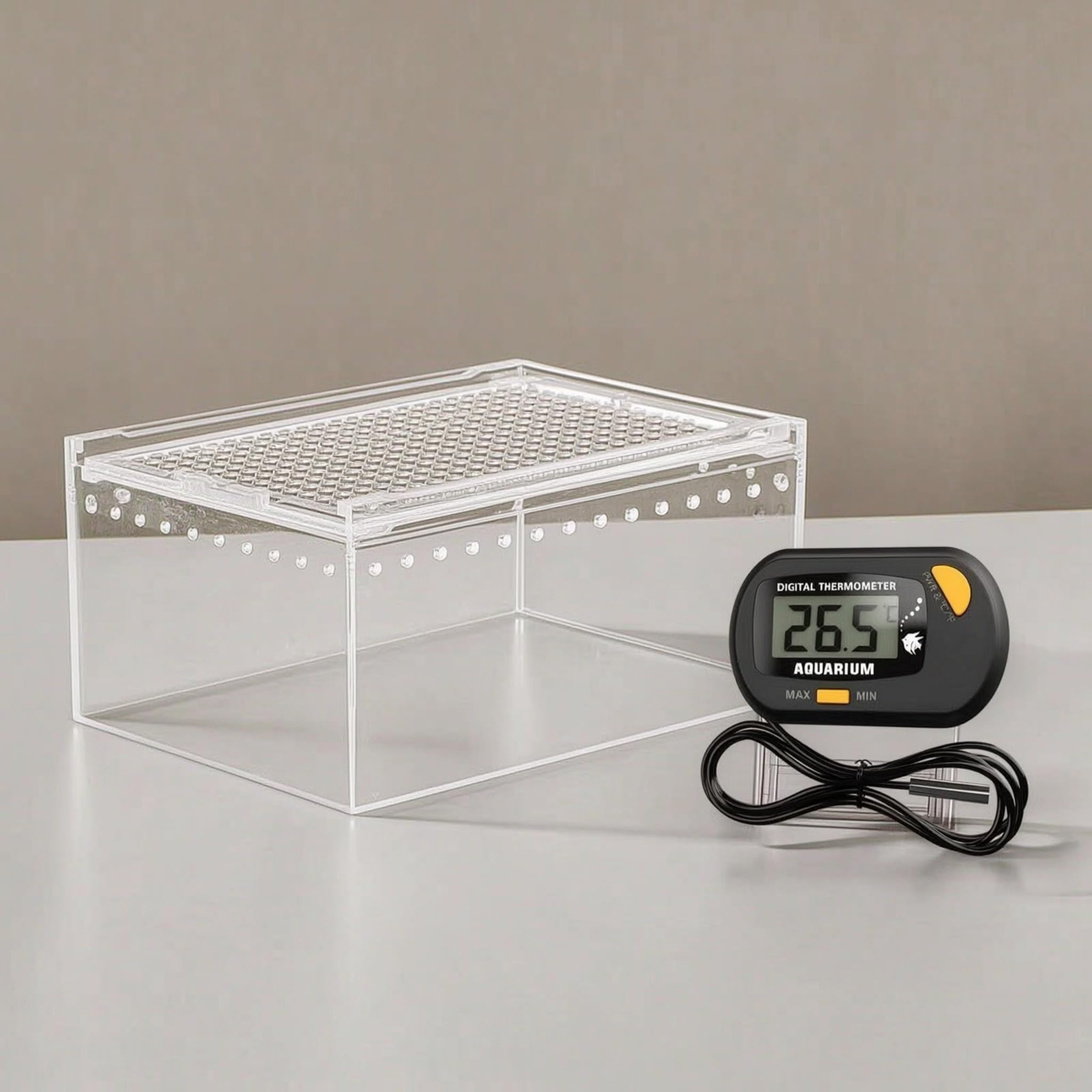 Reptilienzuchtbox Aus Acryl, Terrarium, Käfig mit Herausnehmbarem Becken Und Transparentem Sichtfenster für Schlangen Und Geckos, Geeignet für Thermom