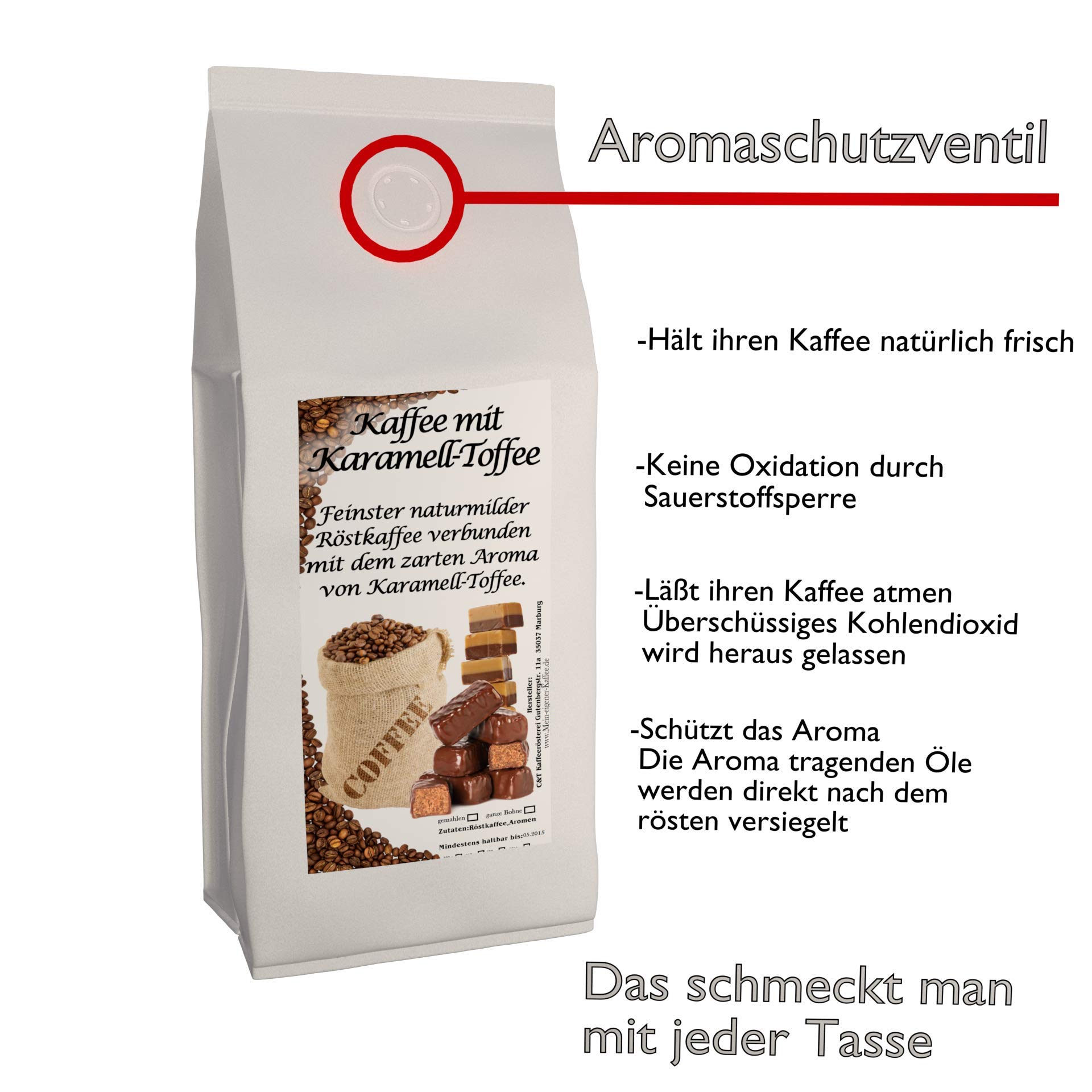 Aromakaffee - Aromatisierter Kaffee - Ganze Bohne - Frisch Von Uns Geröstet (Karamell, 3x1000 Gramm) - Sparpaket