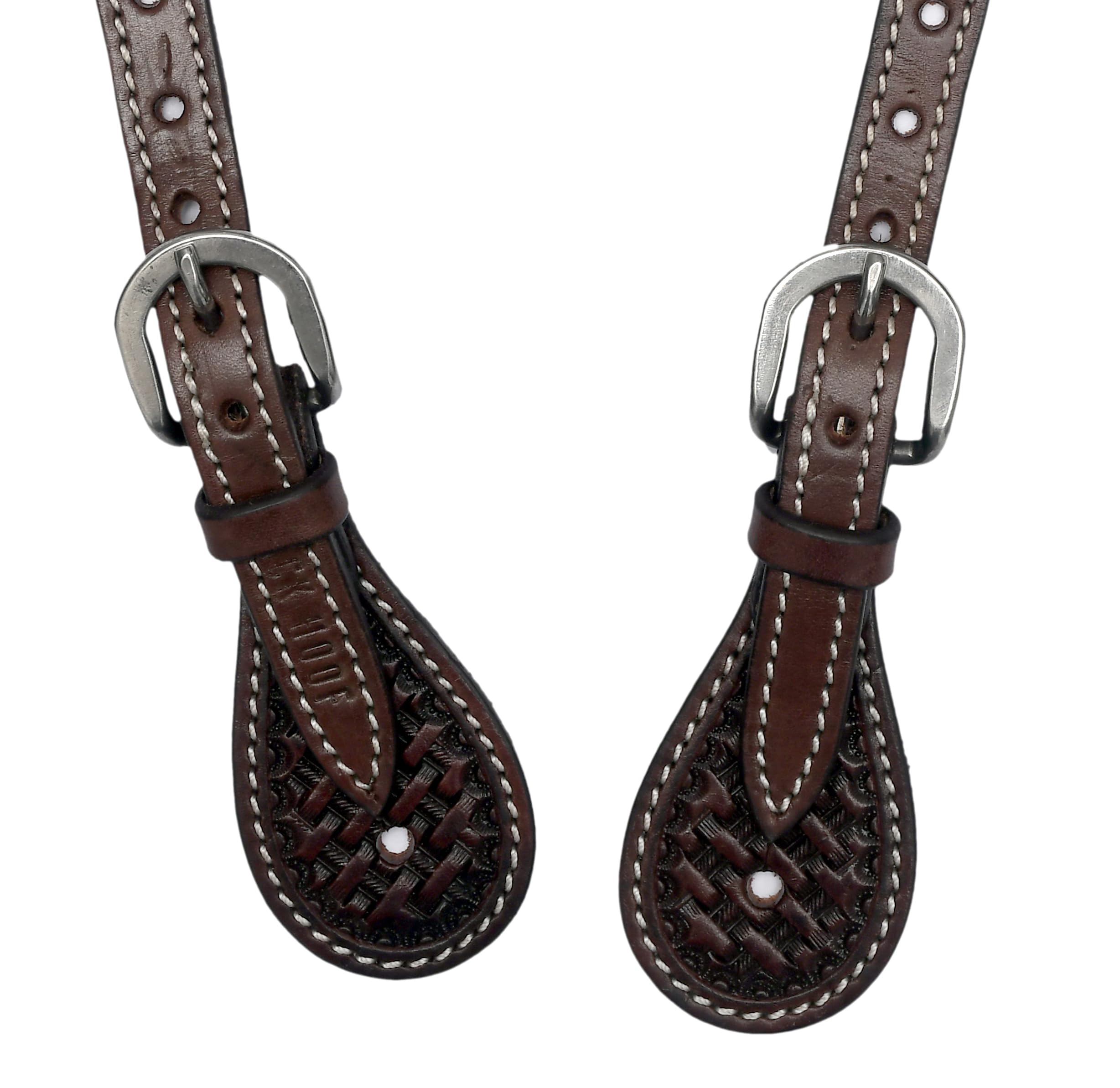 BLACK HOOF Sporenriemen aus Leder mit silbernen Punkten für Reiter | Westernmänner, Frauen, verstellbare einlagige Sporenriemen | Reitzubehör (dunkelbraun)