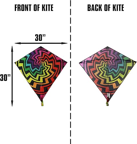 Miniatura 3 de WindNSun WindDiamond - Cometa de diamantes Ripstop de poliéster en espiral, 30 pulgadas