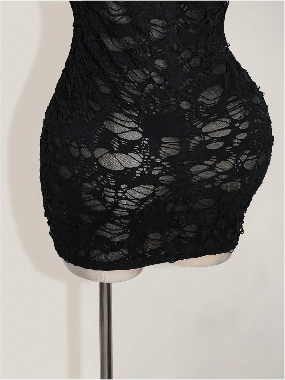 Women's Plus Size Ripped Bodycon Tank Dress Gothic Distressed Crew Neck Sleeveless Mini Dresses - Image 5