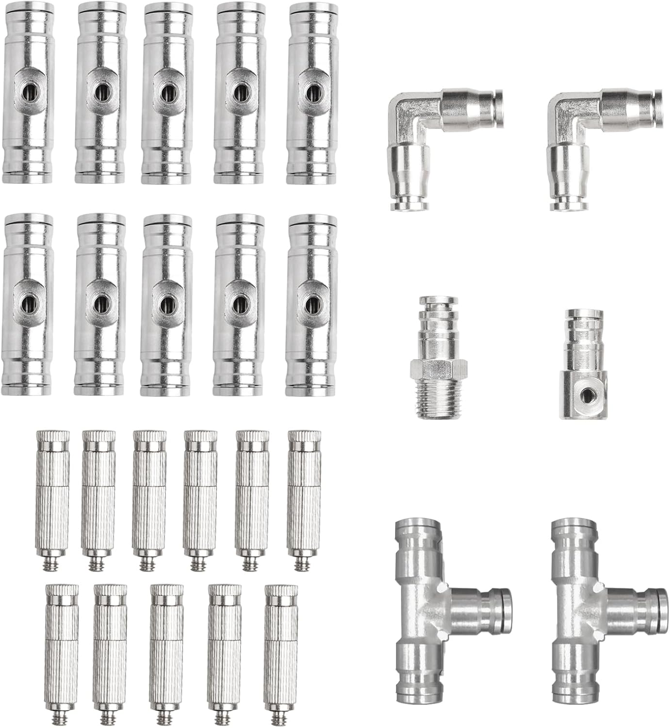 High-Performance Brass Patio Misting Kit – 11 Brass Anti-Drip Micro-Nozzles & 16 1/4″ Slip Connectors for High-Pressure Outdoor Cooling Misting (UNC 10/24, 0.012″ Precision Orifice, 280-1500 psi)