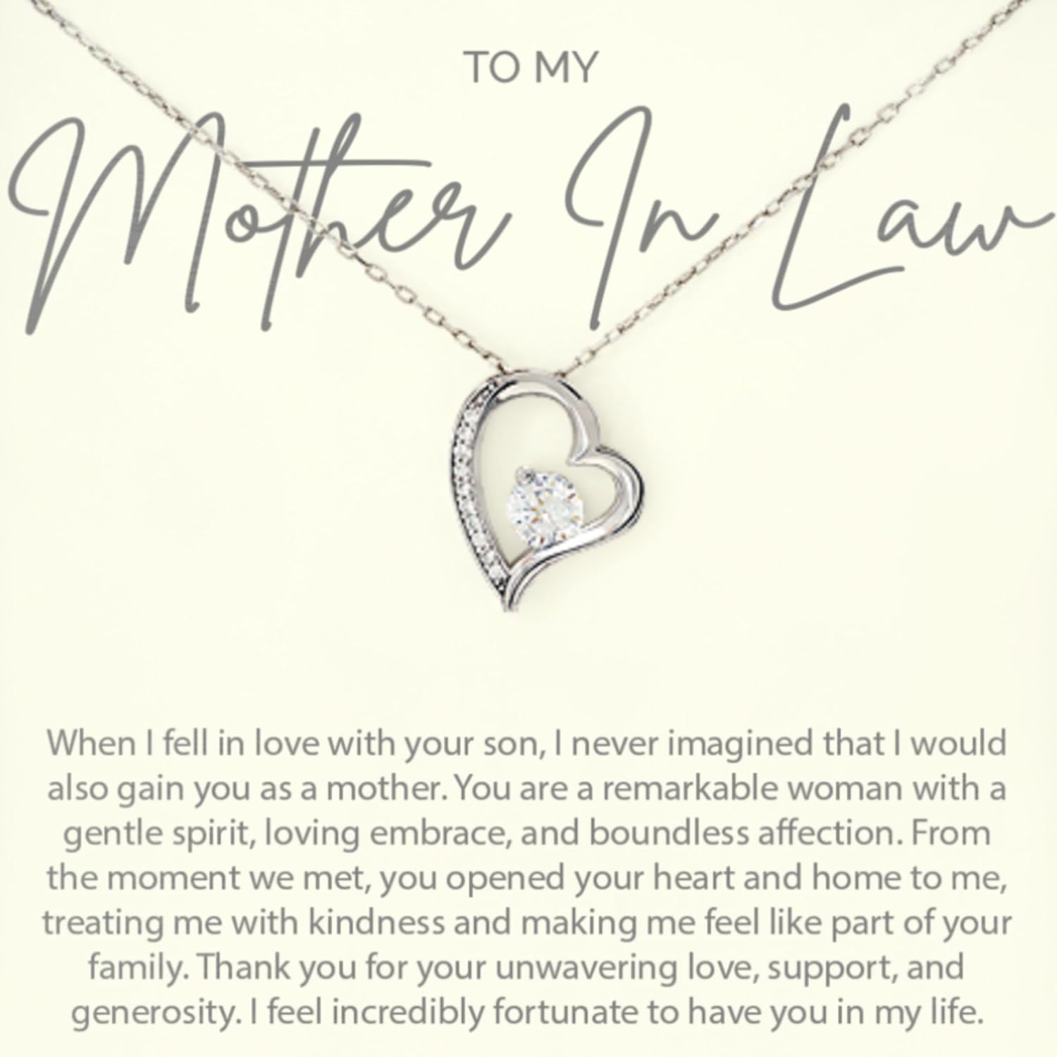 Gifts For Mother In Law Necklace, Mother In Law Mother’s Day Gifts, Stunning Rhodium-Plated Sterling Silver Necklace For Mother Of The Groom From Bride