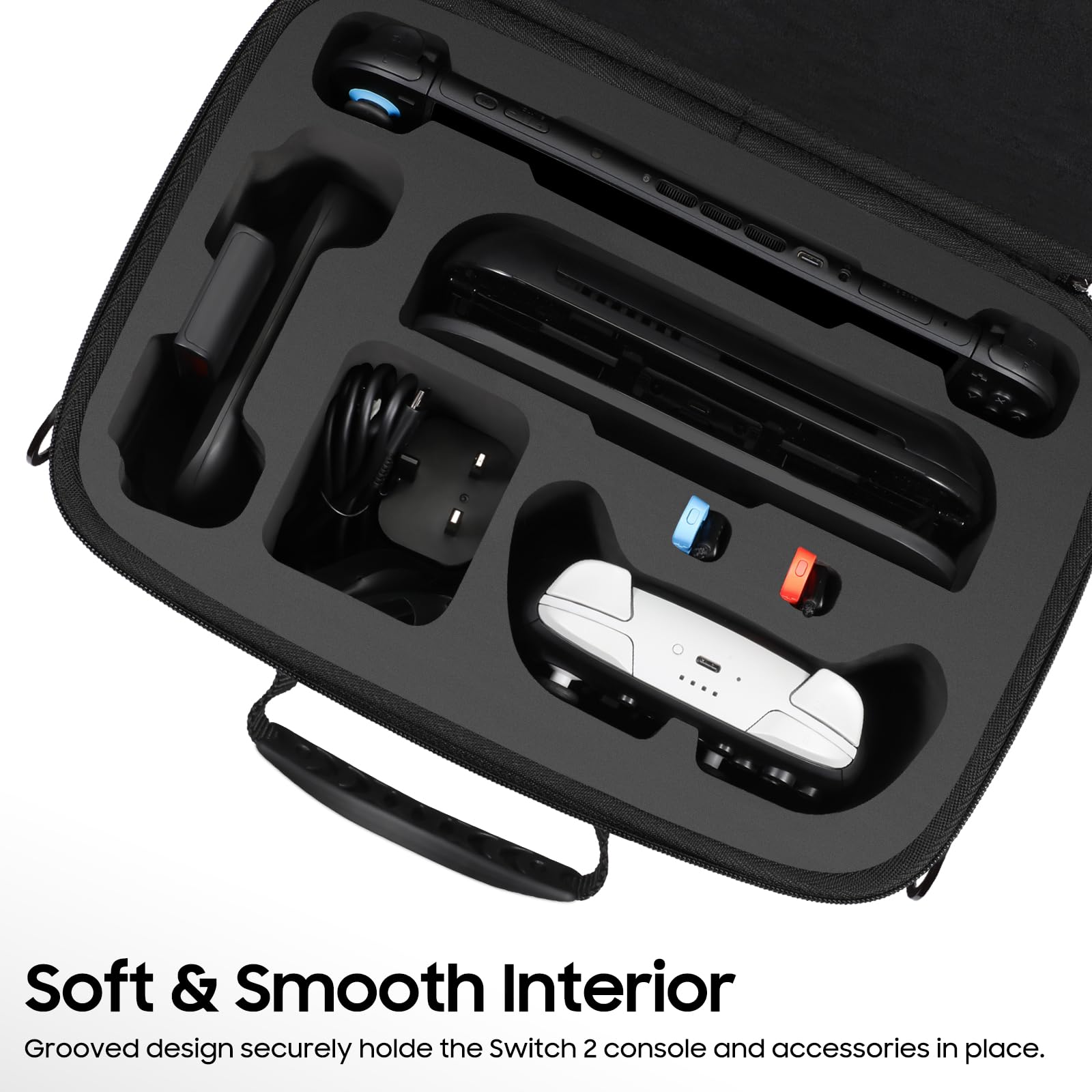 FINTIE Étui pour Nintendo Switch 2 (2025), [Tout-en-Un] Protection Intégrale Étui de Transport avec 23 Emplacements pour Cartes de Jeu, Coque pour Accessoires et Manette Pro, Noir