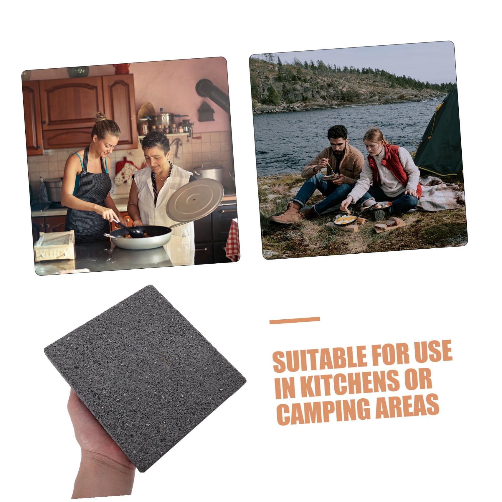 NUOBESTY Piastra in Pietra Lavica per Barbecue Dimensioni 16,8x15,5x1,5 Cm, Trattenimento Efficiente del Calore, Riutilizzabile, per Grigliate e Cene Regolari