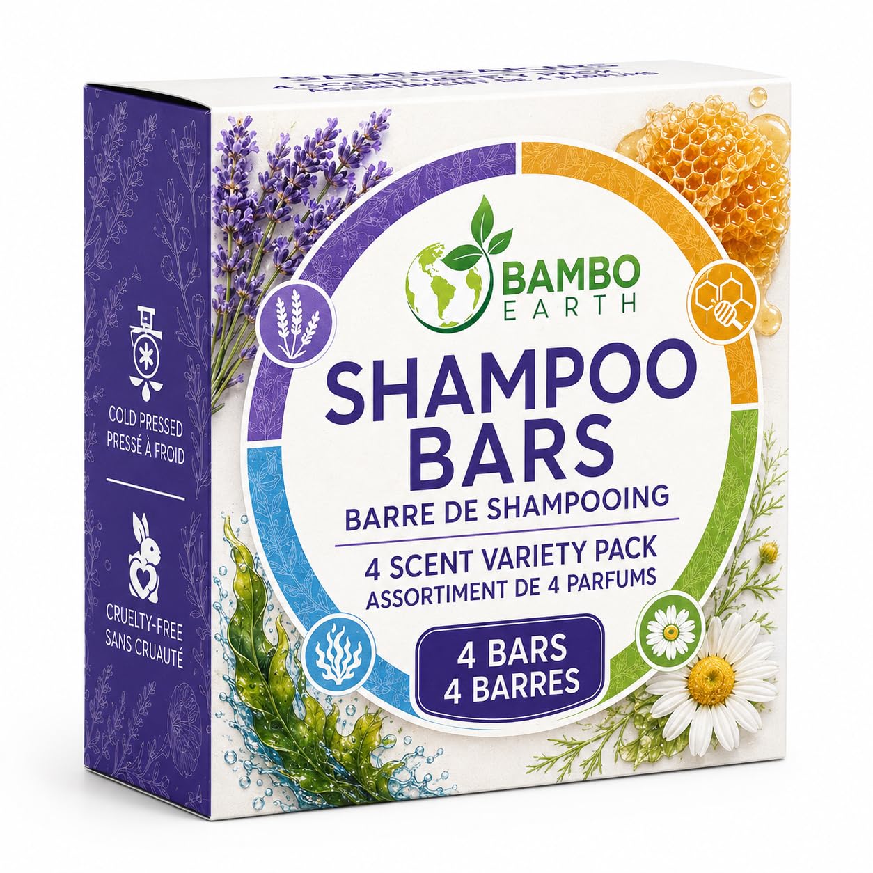 Shampoo Bars with Conditioning Effect - Solid, Natural, Biodegradable, 4pk