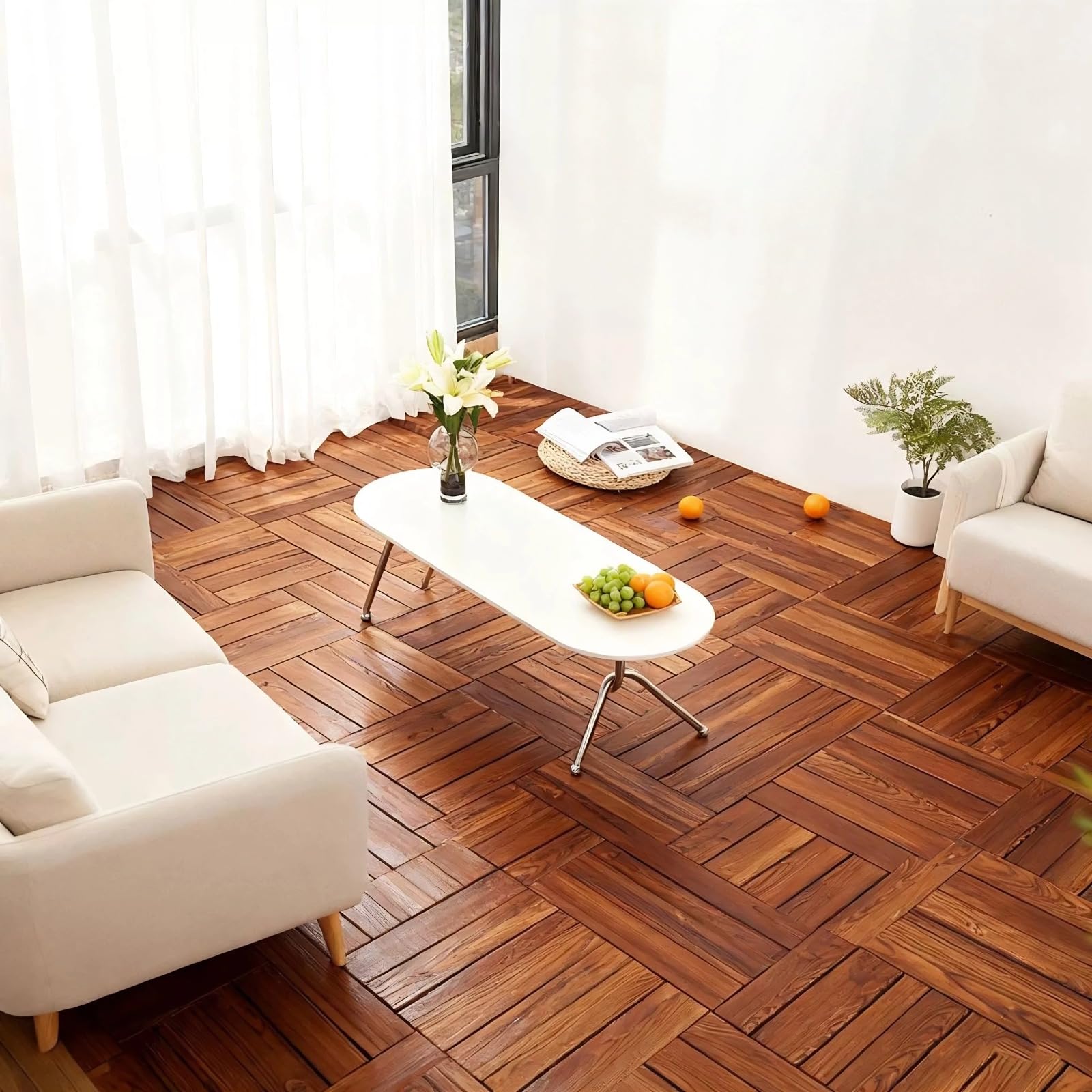 Suelos de Madera para Exterior, Baldosas Entrelazadas,Cubiertas de Jardín Impermeables con Sistema de Drenaje para Balcón Piscina Patio Terraza(Size:30x30x2.3cm(20pcs))