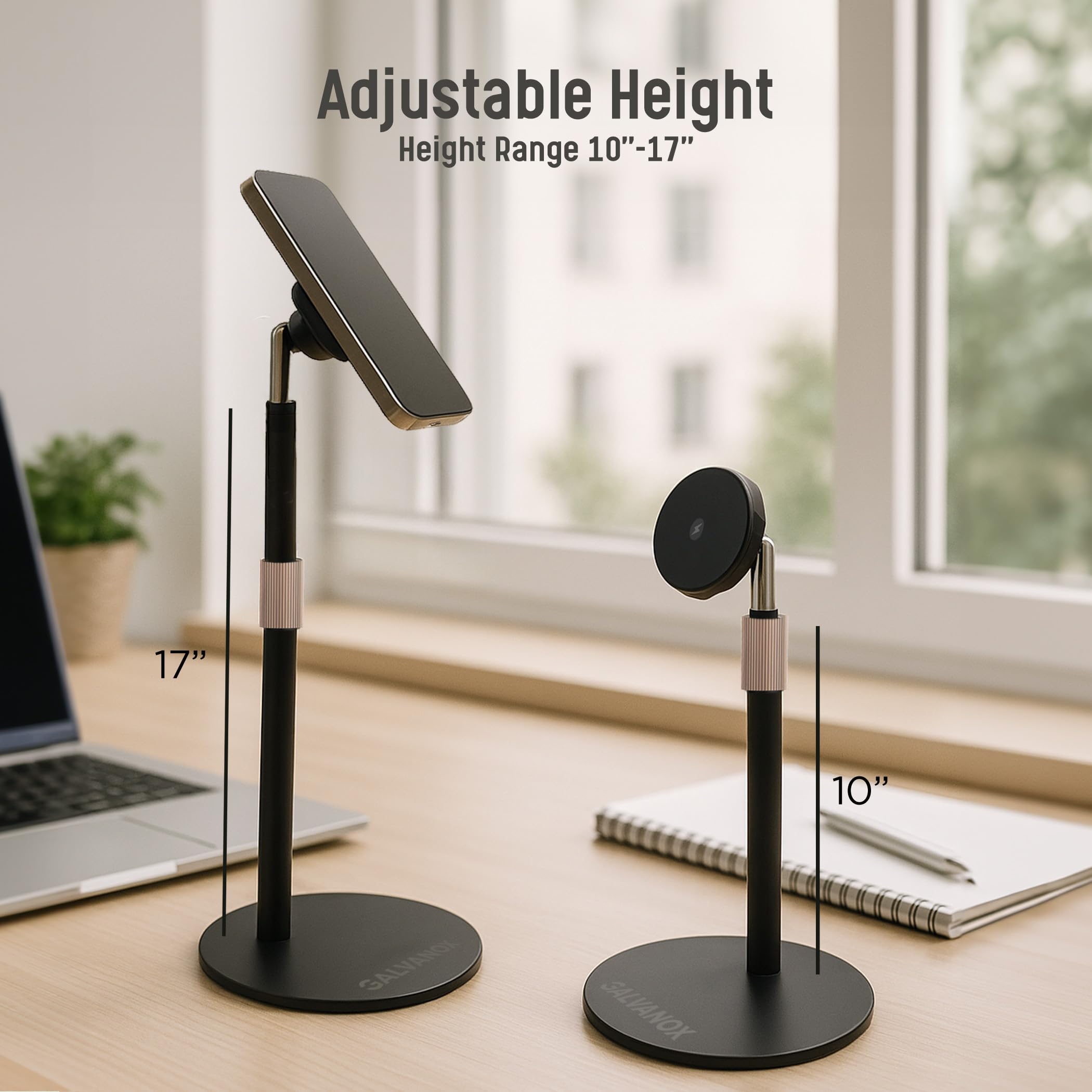 GALVANOX Magnetic Wireless Charger For IPhone 12/13 (15W) Adjustable Desktop Holder Compatible With Magnetic Charging (Aluminum Silver - View #5