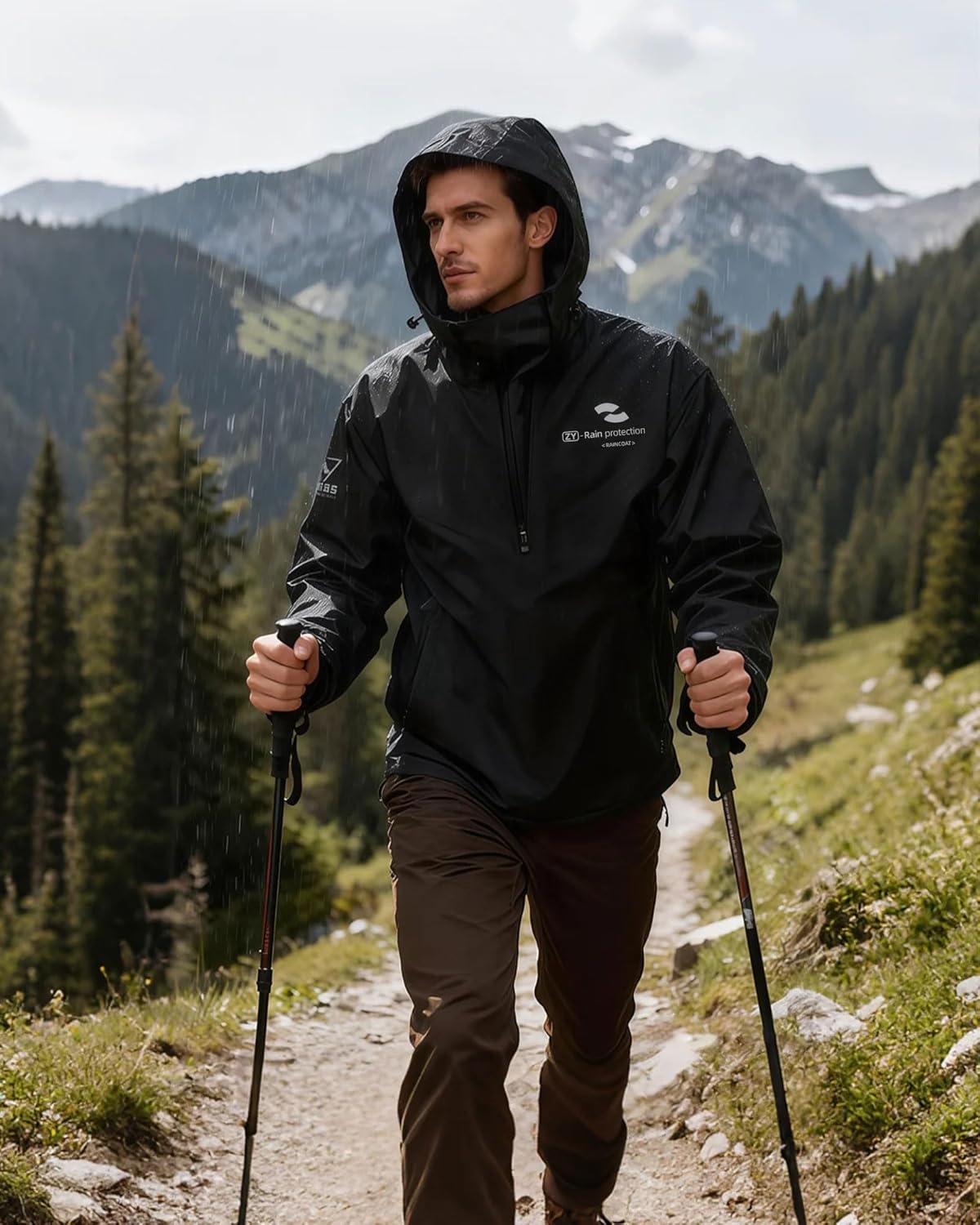 Rain Suits for Men Waterproof Lightweight Packable Outdoor Breathable Raincoat with Hood for Fishing Cycling