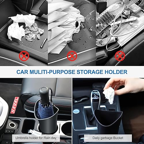 Miniatura 5 de Paquete de 2 soportes para paraguas de automóvil, cubo de basura colgante para automóvil, soporte de almacenamiento multiusos para paraguas con