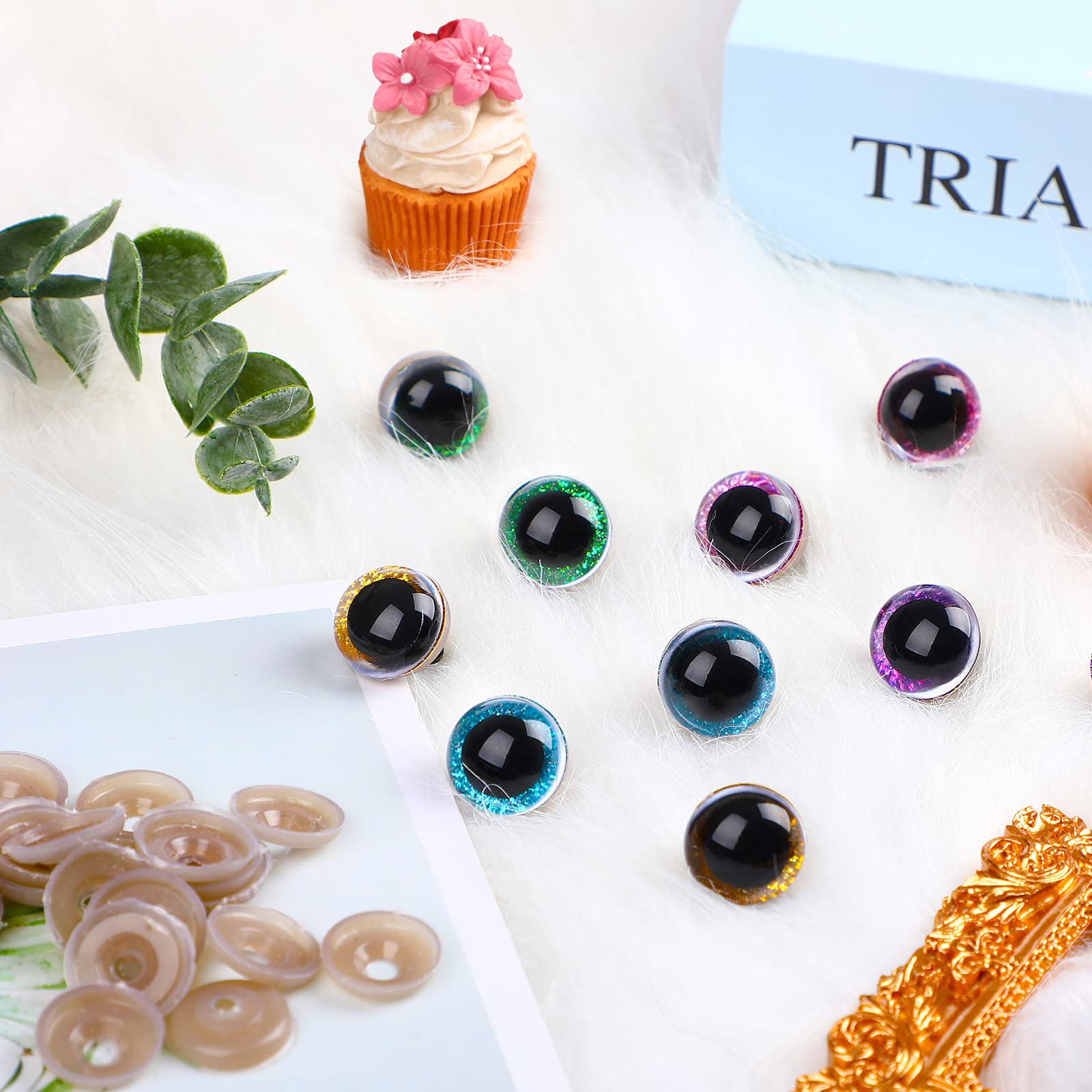 SANNIX 90pcs 10mm Large Safety Eyes and Safety Noses for Amigurumi Crochet Animals Chromatic Plastic Button Eyes for Sewing with Washers for Doll Plush Toy - Image 3