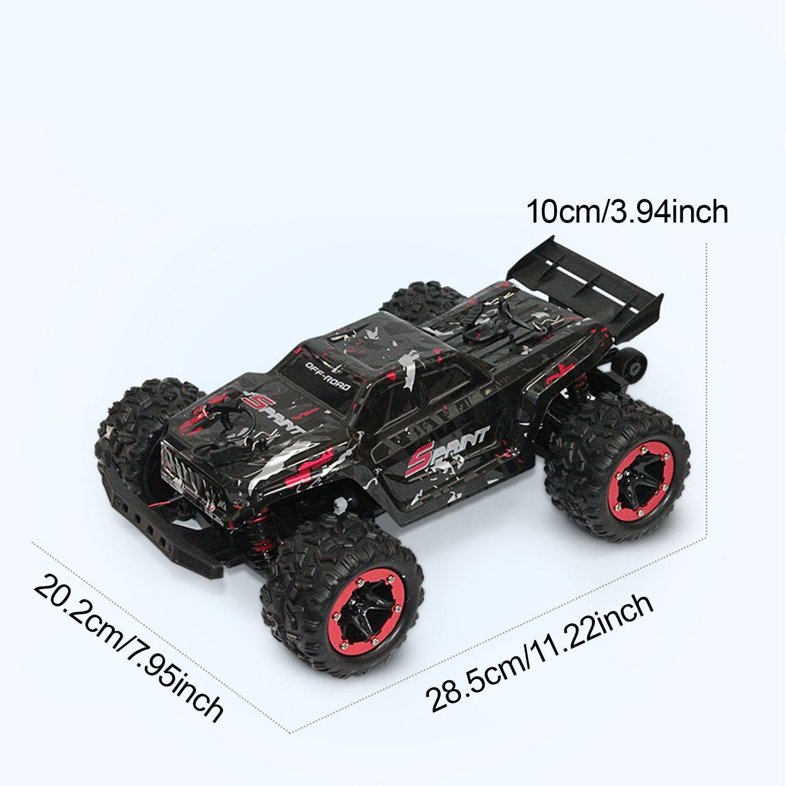 Vehículo Teledirigido a Escala 1:18 con Control Remoto Y Luces Delanteras para Niños Y Niñas, Negro Rojo