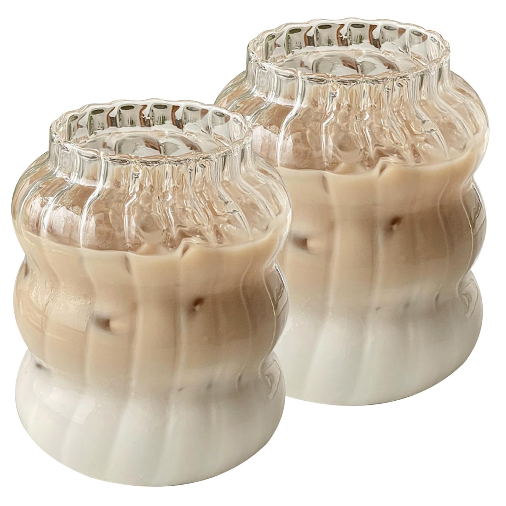 Verre nervuré de 650 ml pour grand café glacé et jus de fruits au bureau